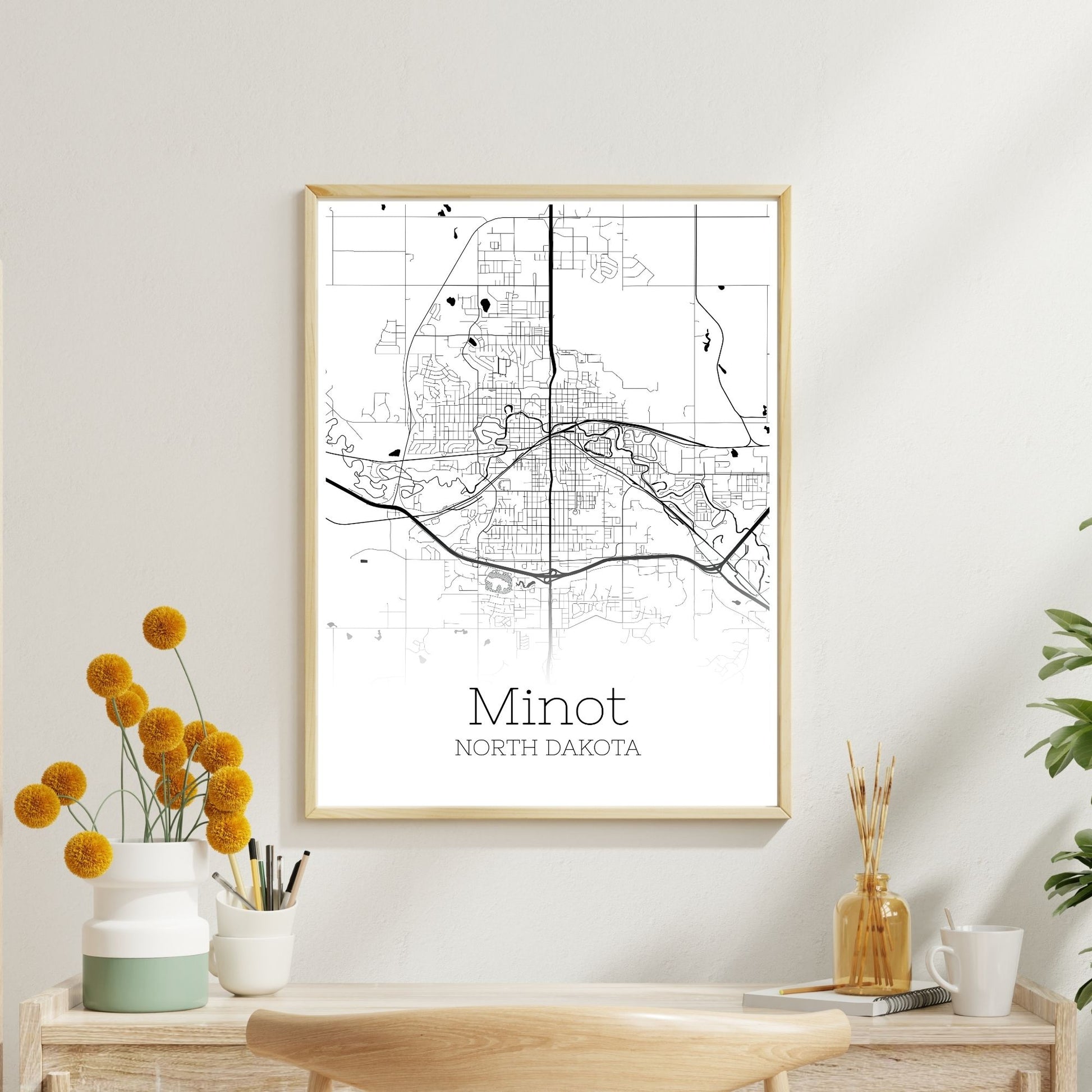 Minot North Dakota City Map Poster - GroovyGrove