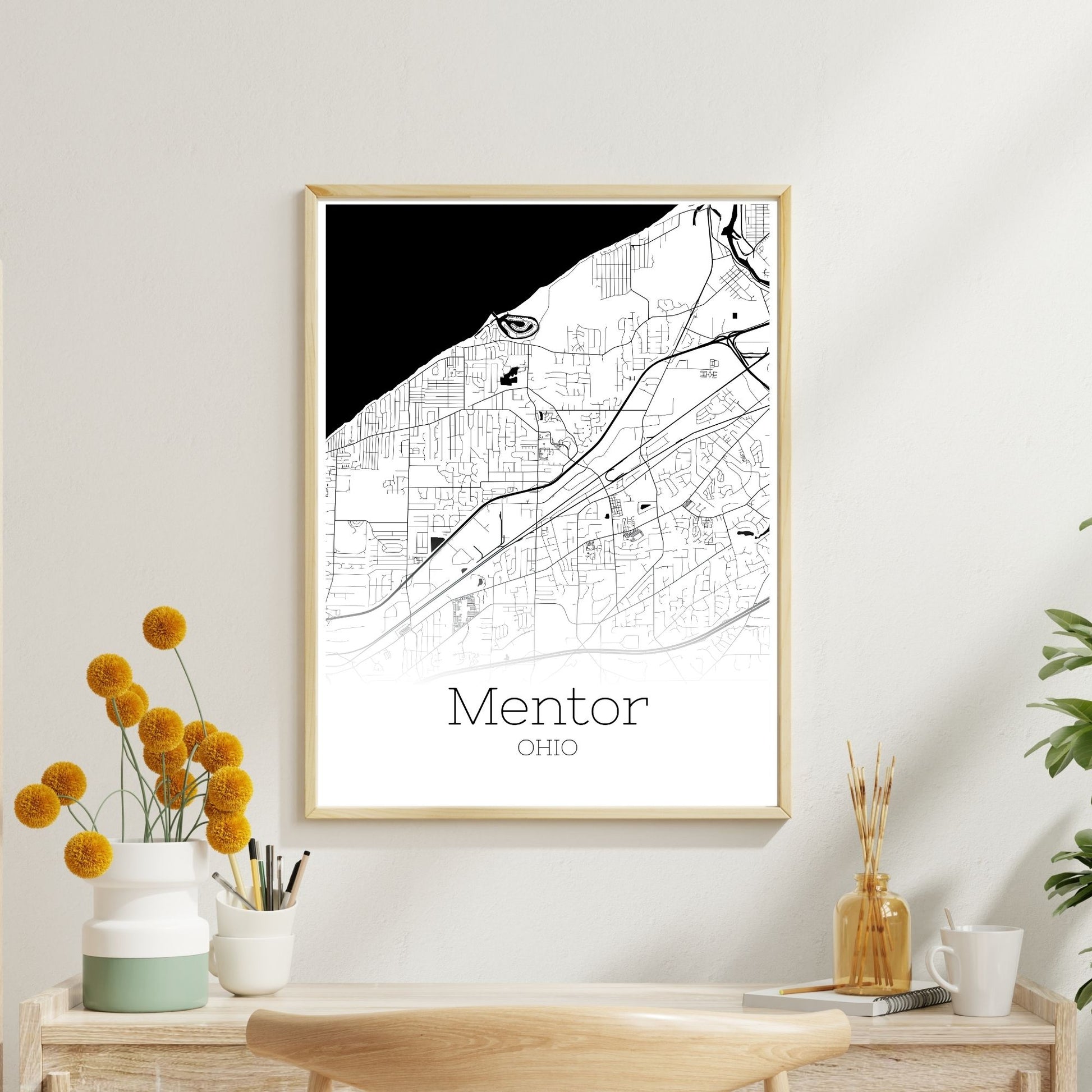 Mentor Ohio City Map Poster - GroovyGrove