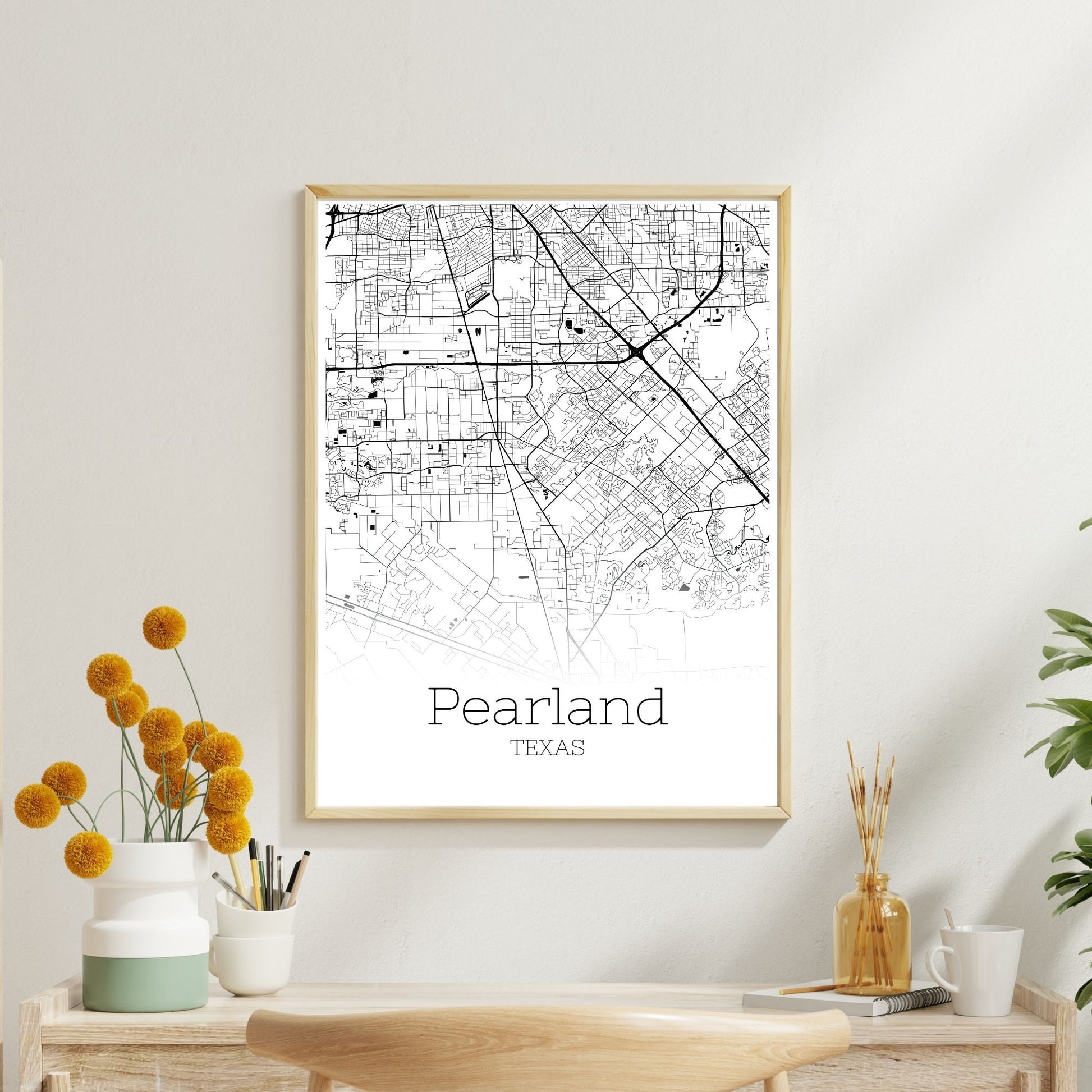 Pearland Texas City Map Poster - GroovyGrove