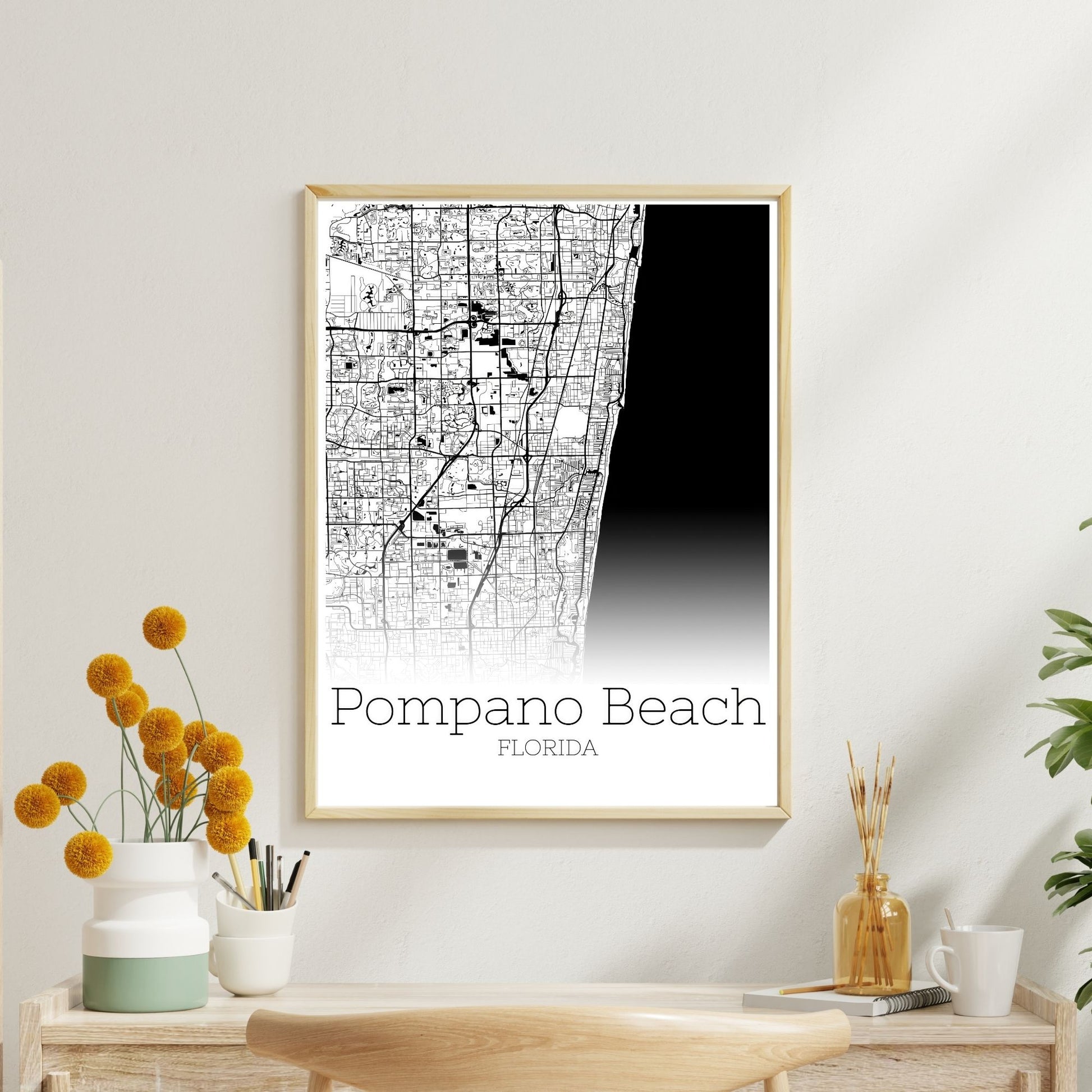 Pompano Beach Florida City Map Poster - GroovyGrove