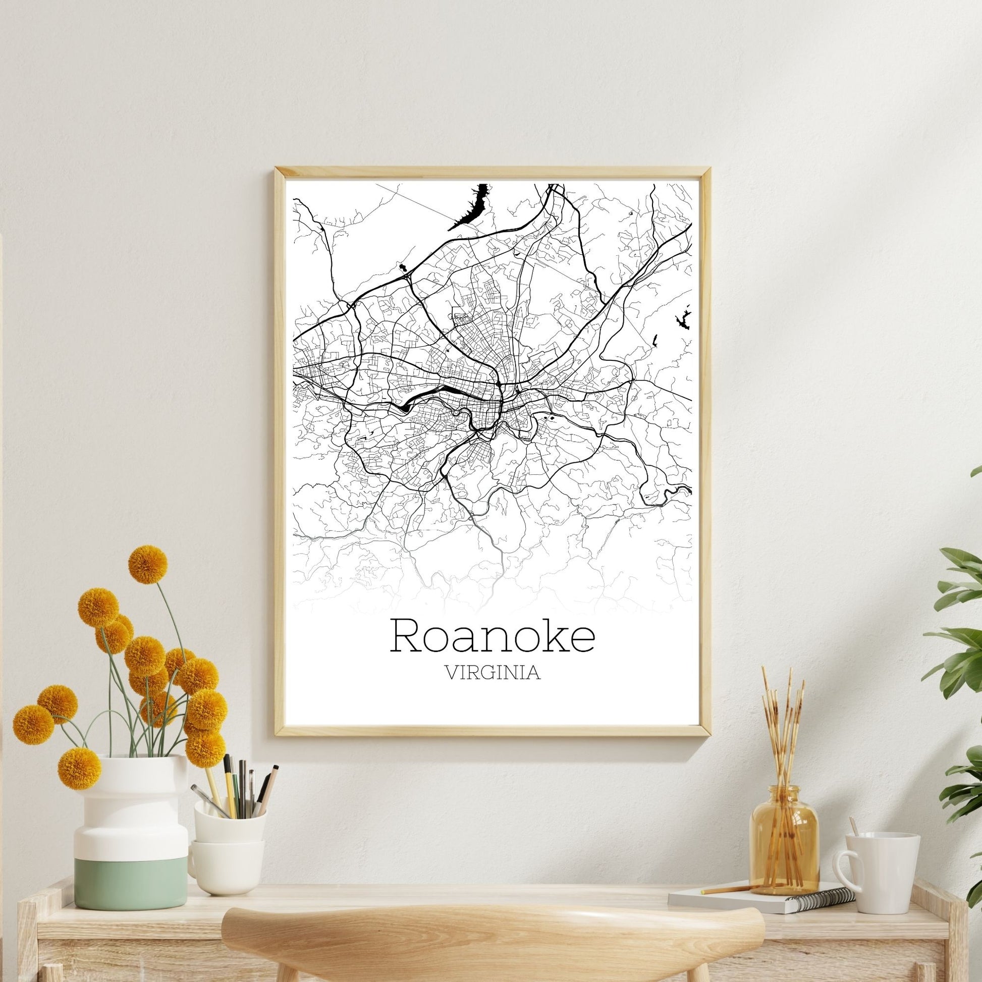 Roanoke Virginia City Map Poster - GroovyGrove