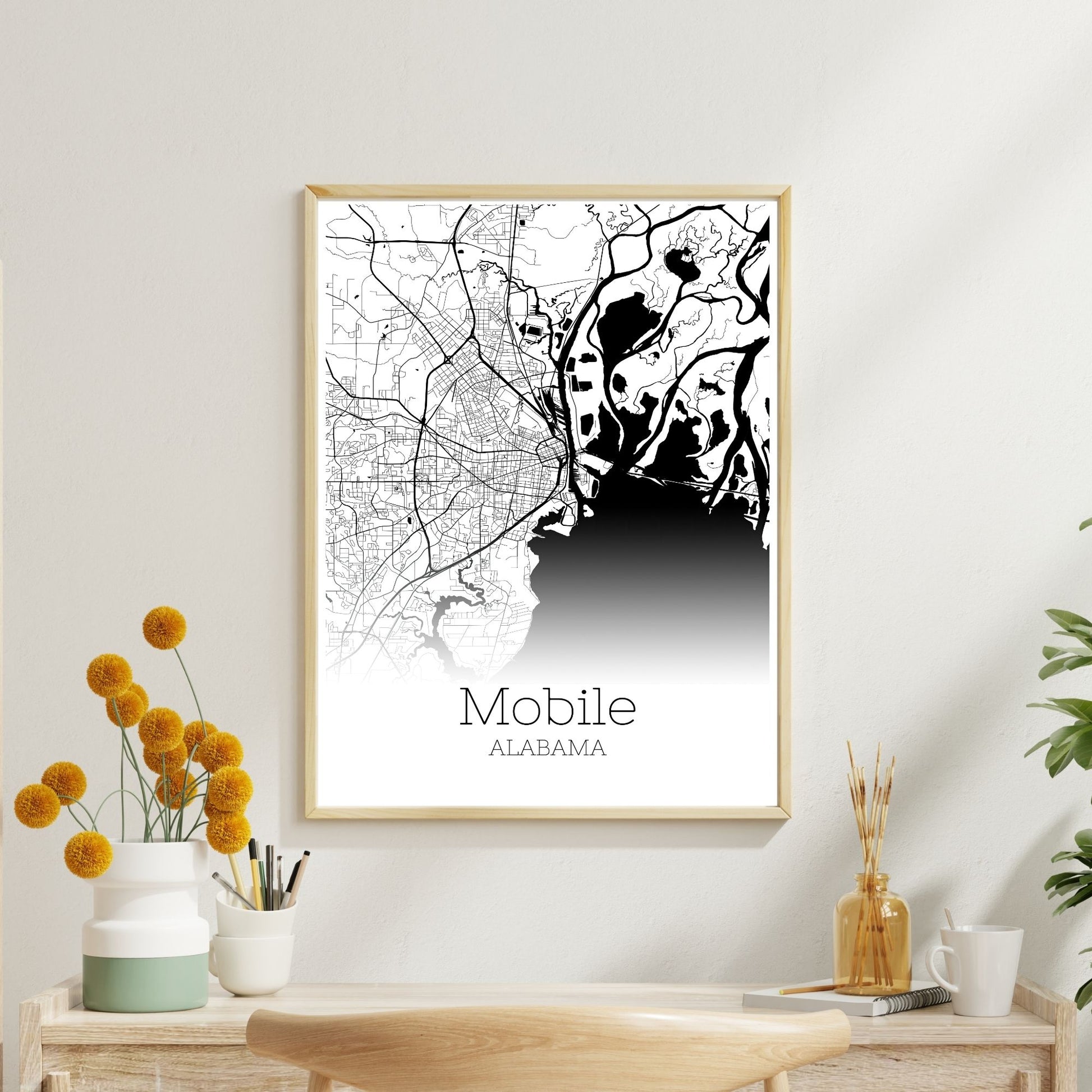 Mobile Alabama City Map Poster - GroovyGrove