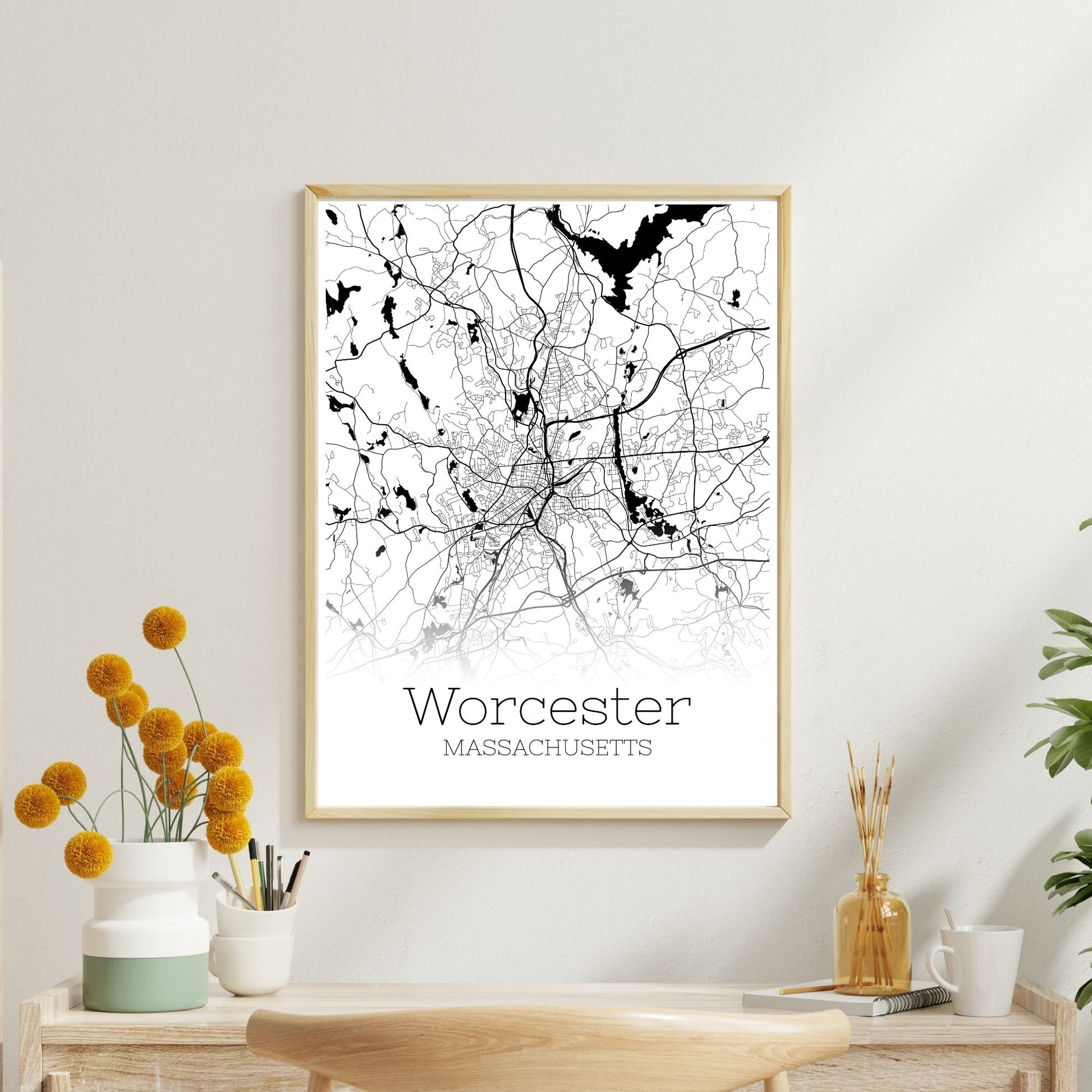 Worcester Massachusetts City Map Poster - GroovyGrove