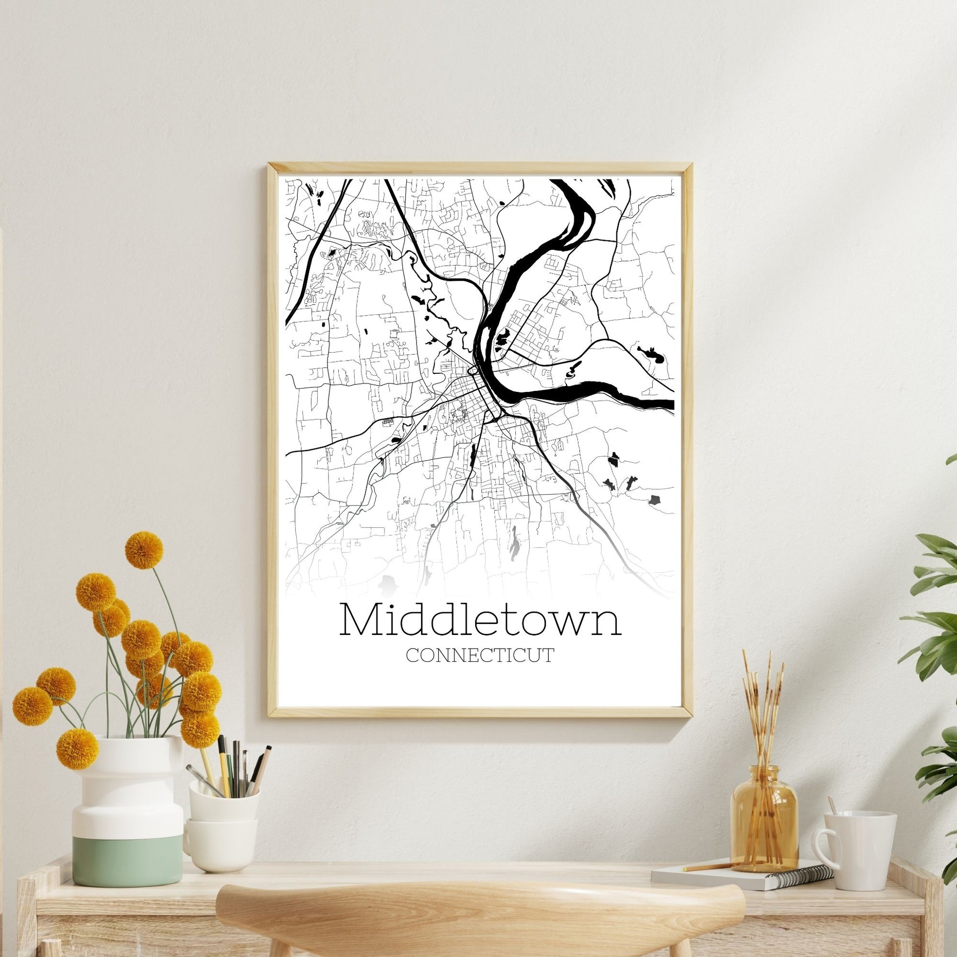 Middletown Connecticut City Map Poster - GroovyGrove