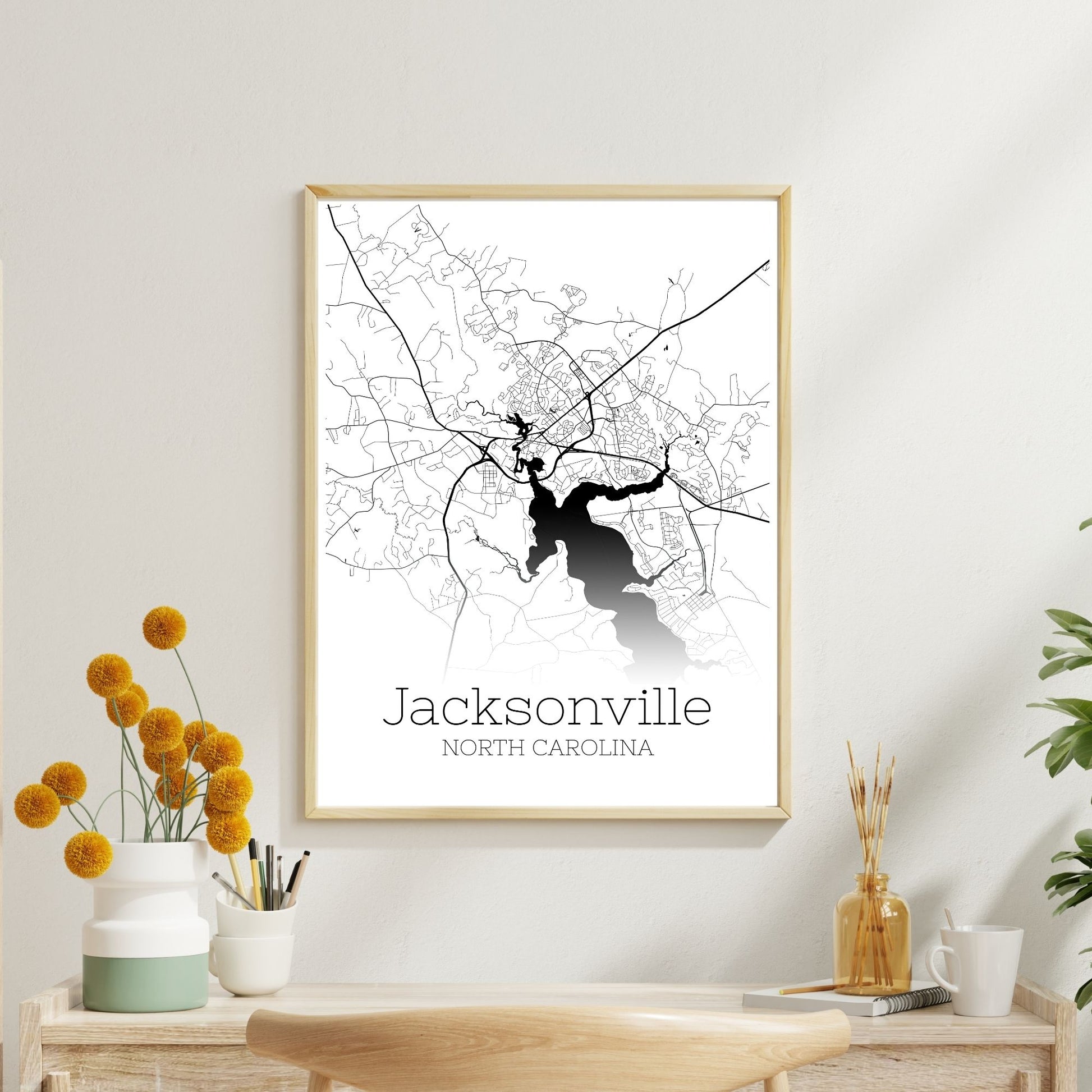 Jacksonville North Carolina City Map Poster - GroovyGrove