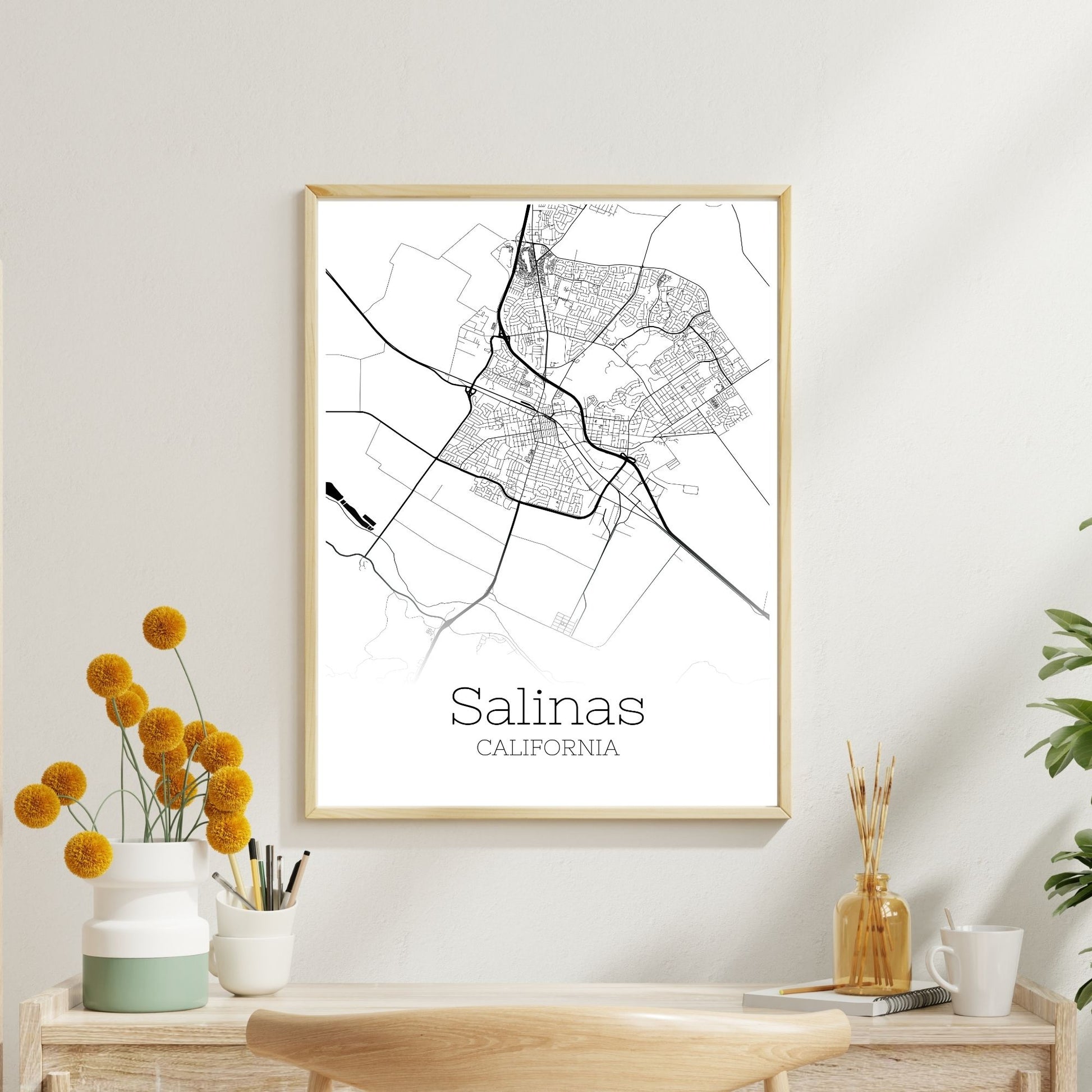 Salinas California City Map Poster - GroovyGrove