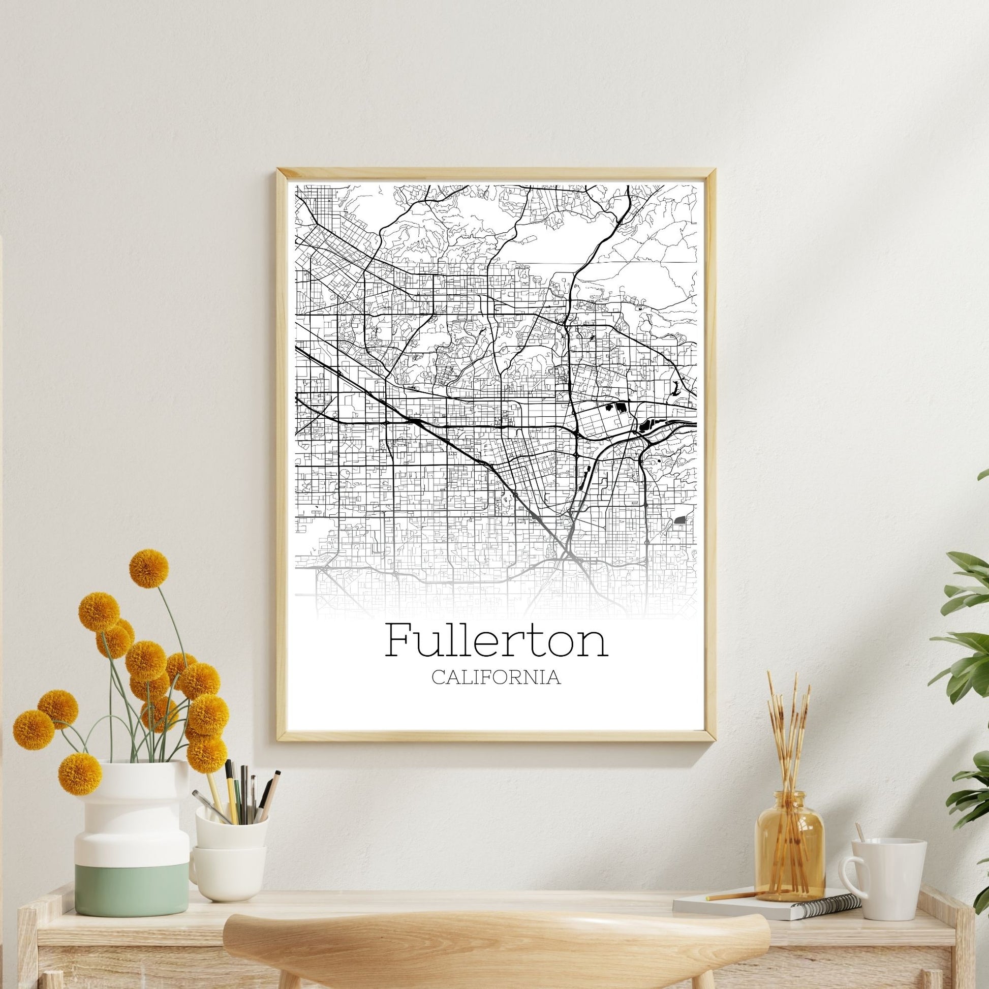 Fullerton California City Map Poster - GroovyGrove