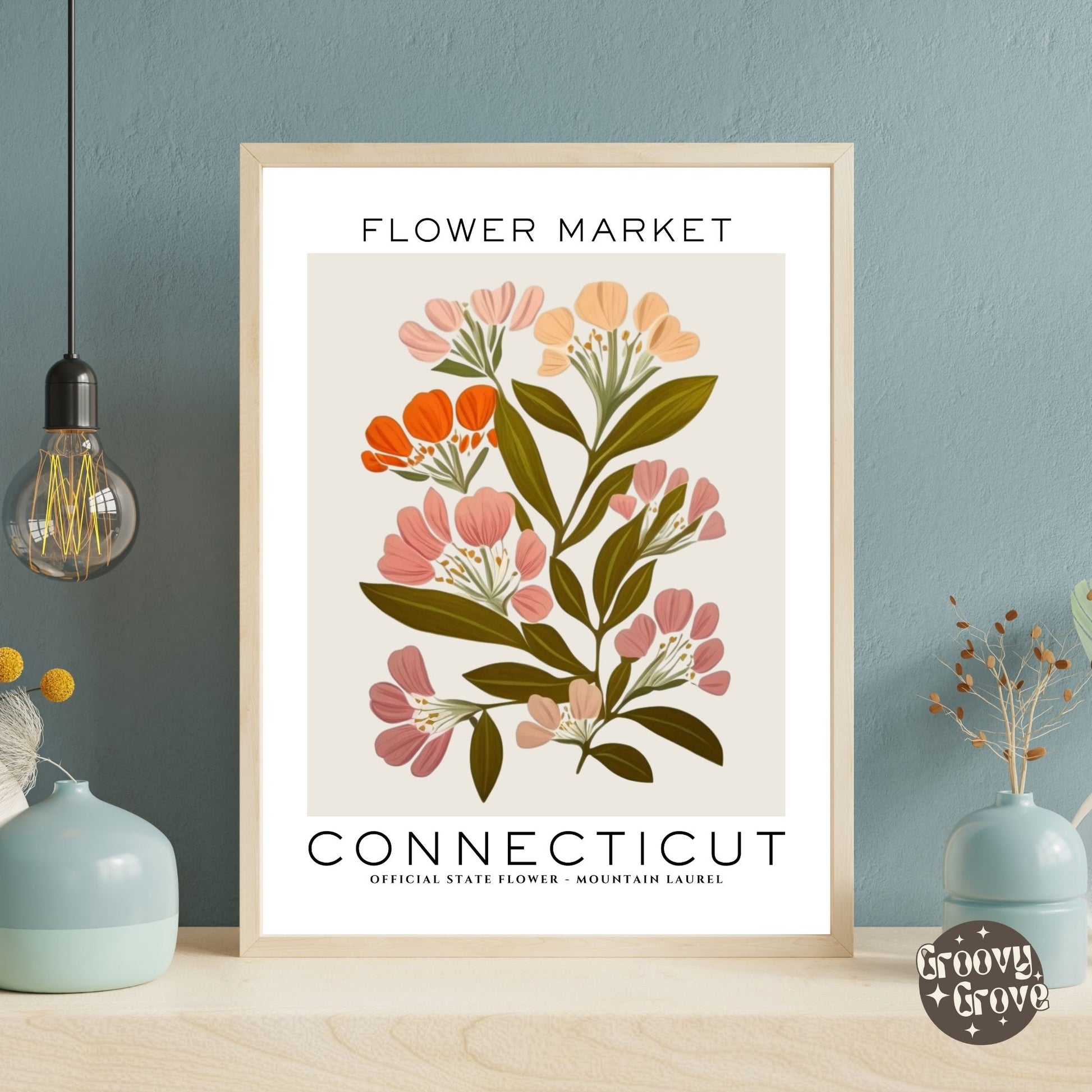 Connecticut Flower Market Poster - GroovyGrove