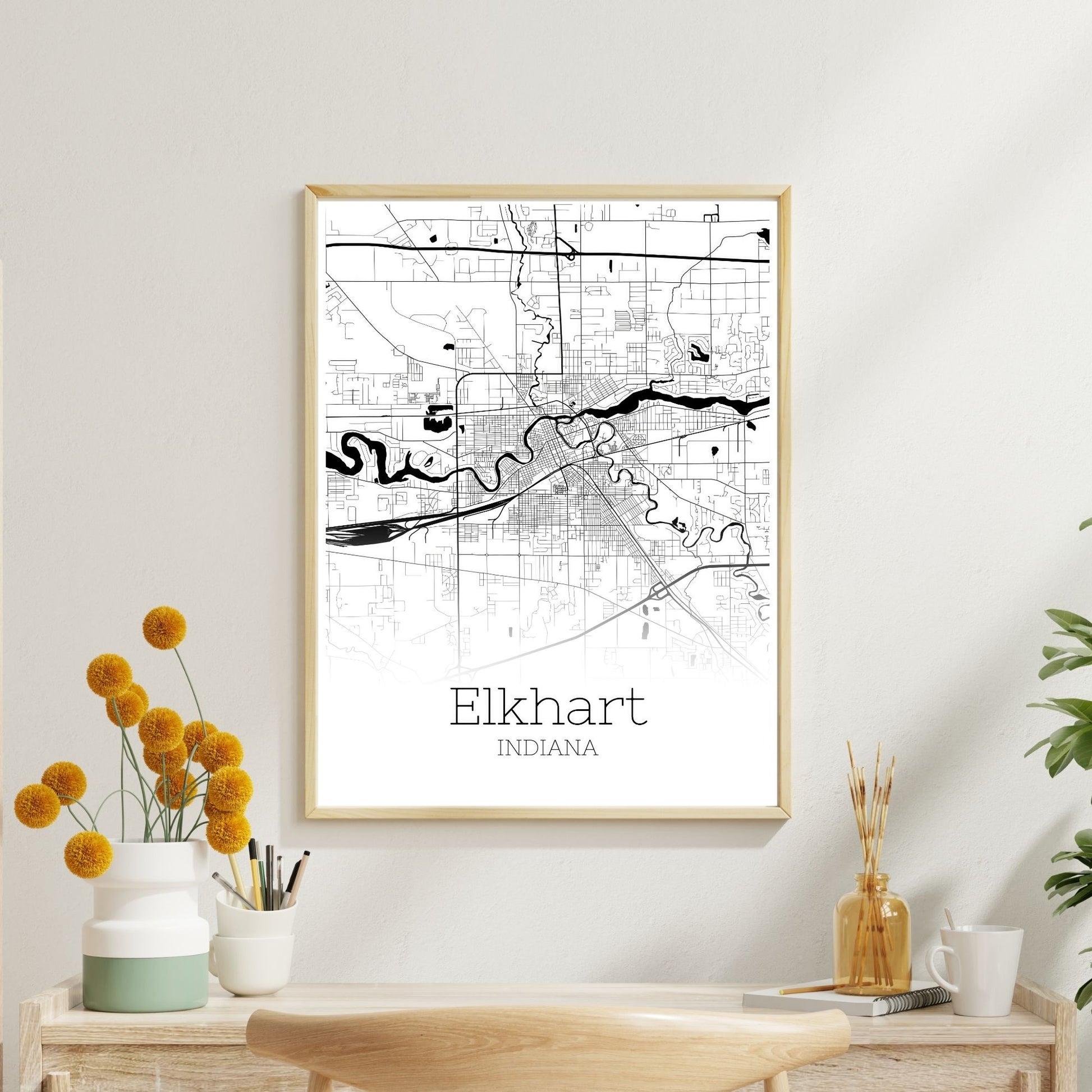 Elkhart Indiana City Map Poster - GroovyGrove