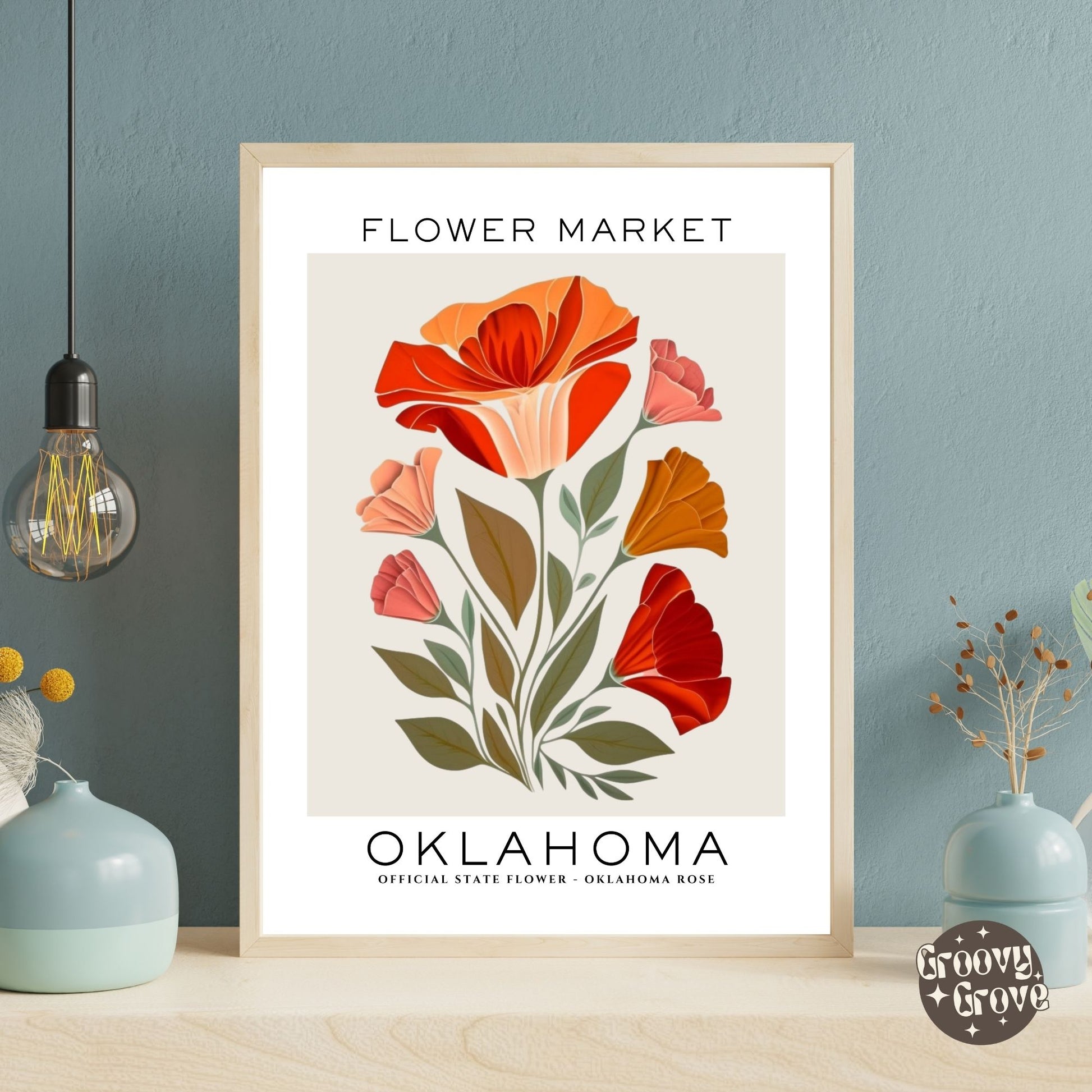 Oklahoma Flower Market Poster - GroovyGrove