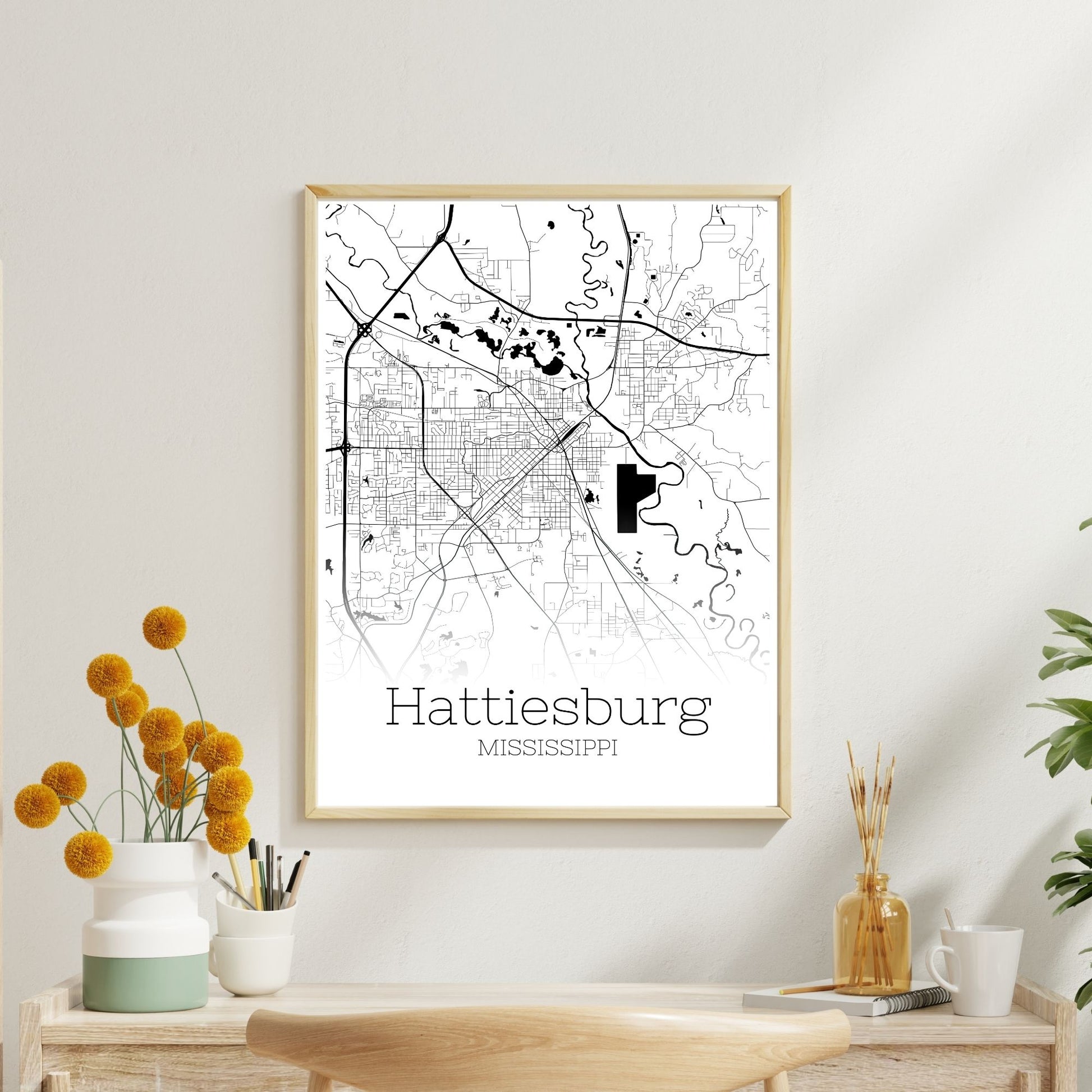 Hattiesburg Mississippi City Map Poster - GroovyGrove