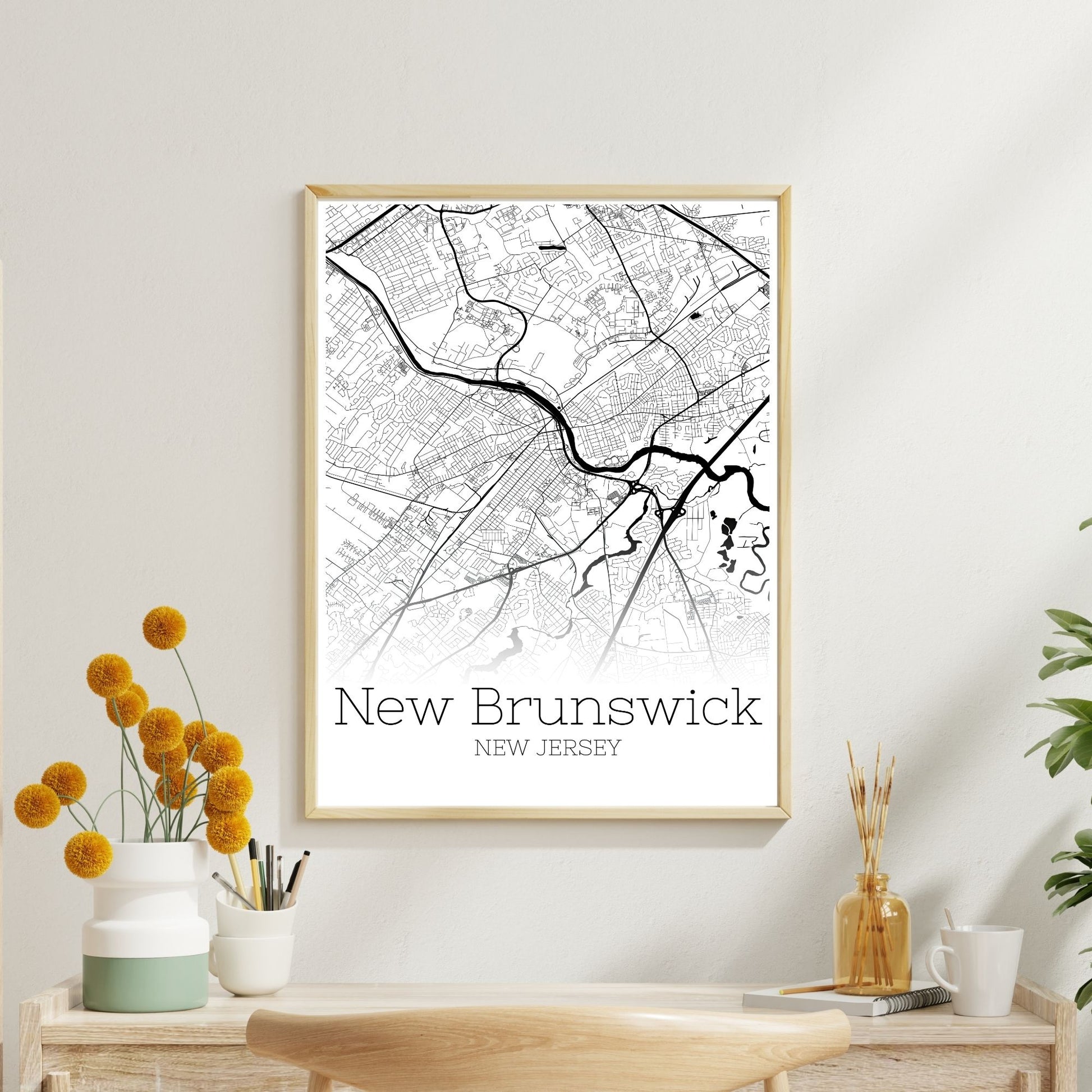 New Brunswick New Jersey City Map Poster - GroovyGrove