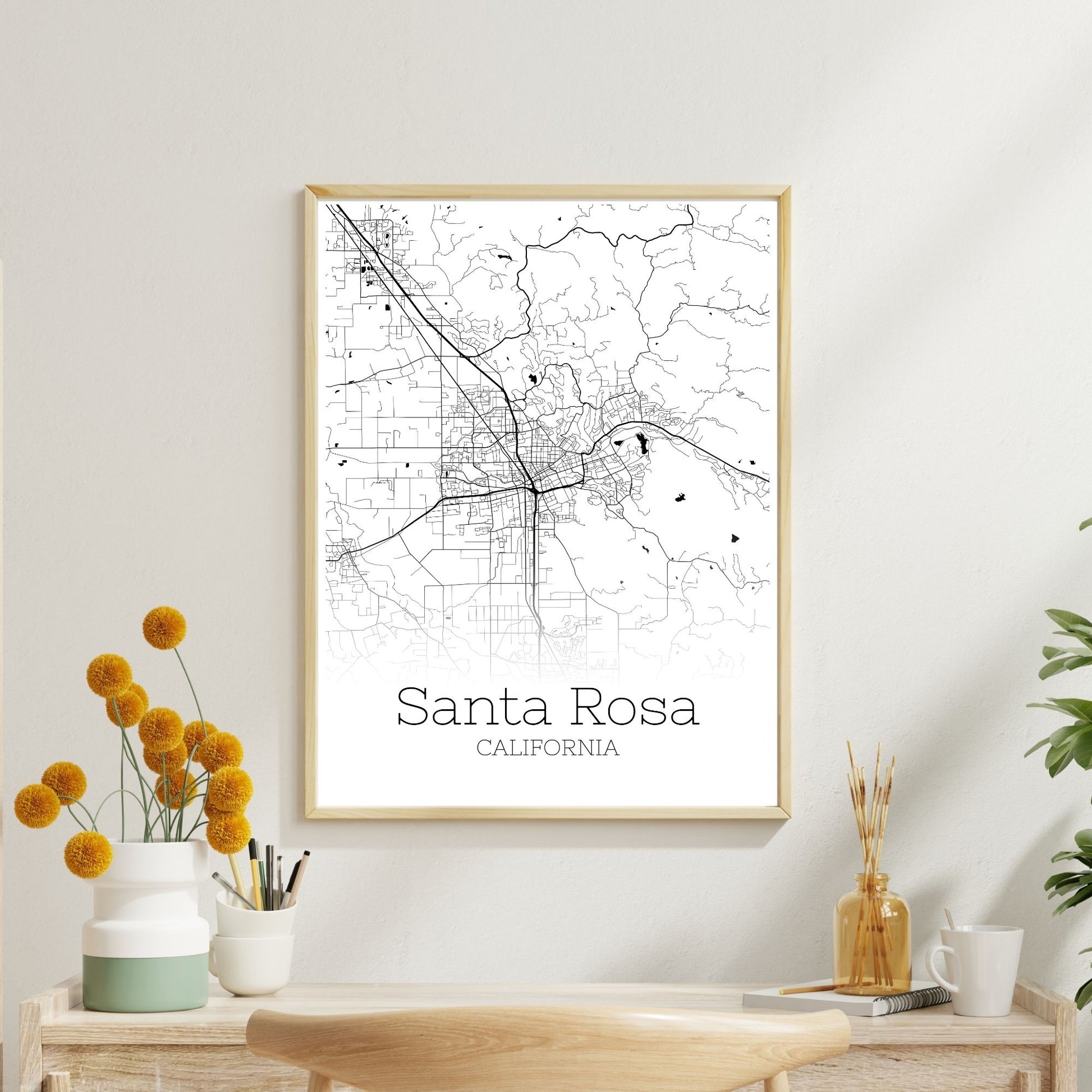 Santa Rosa California City Map Poster - GroovyGrove