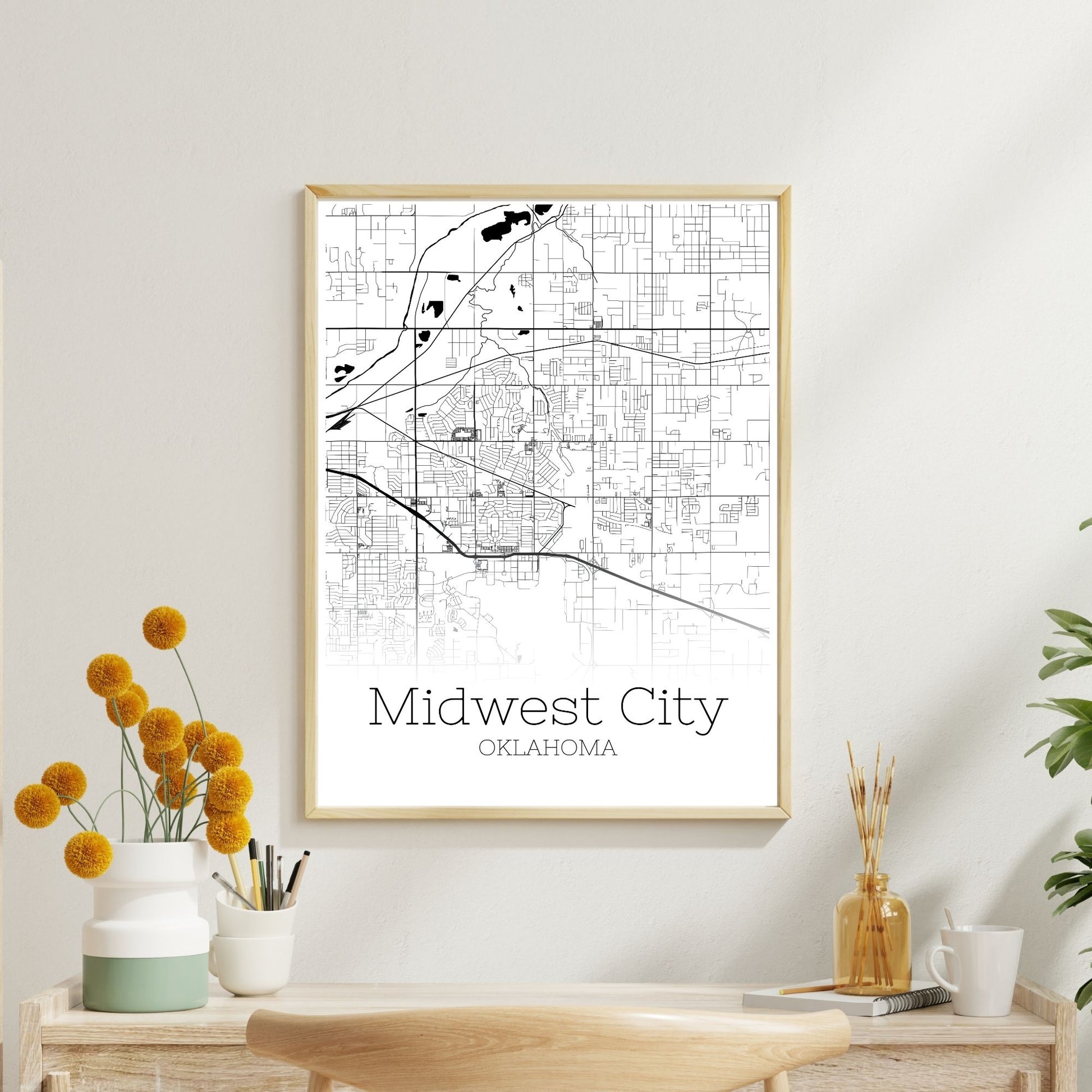 Midwest City Oklahoma Map Poster - GroovyGrove