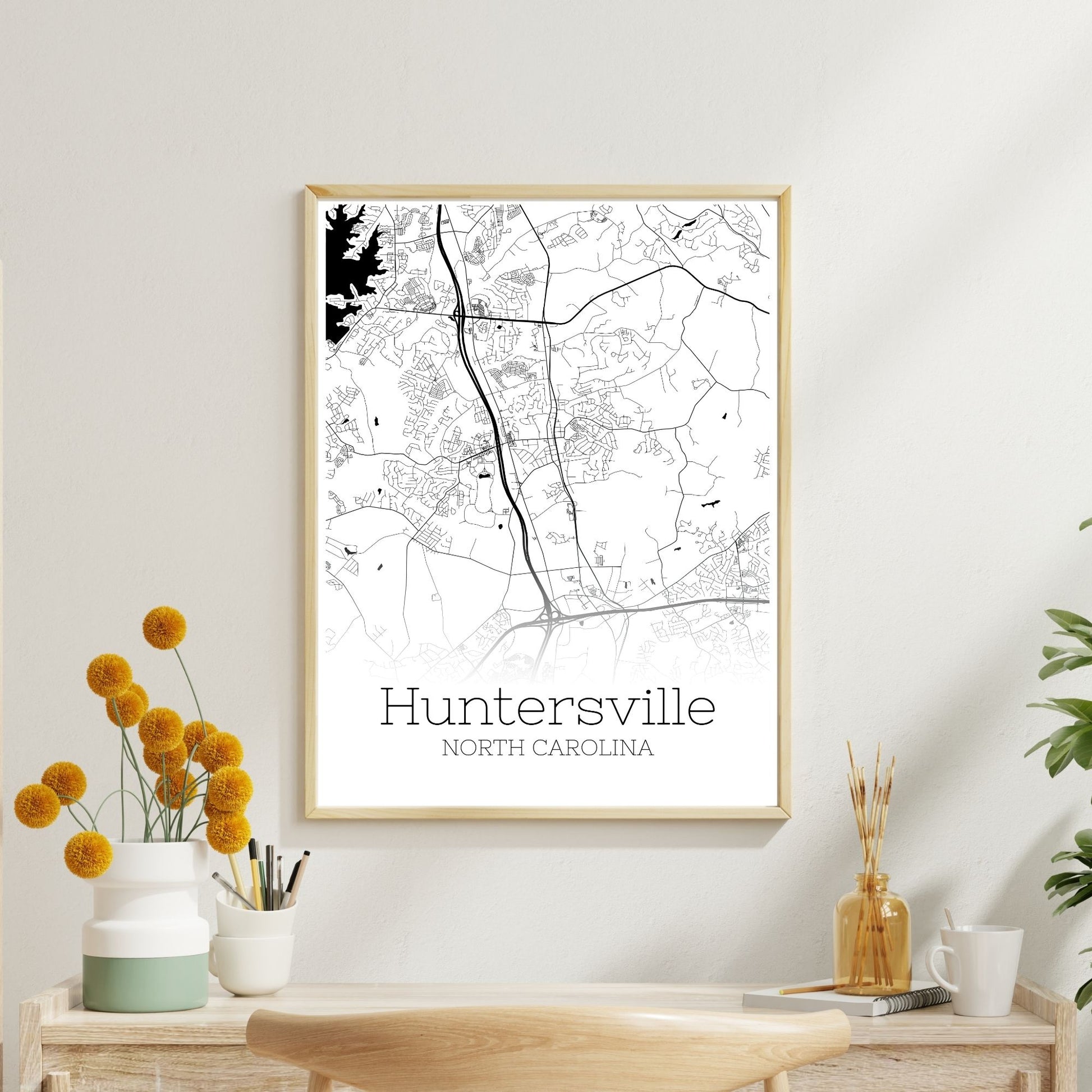 Huntersville North Carolina City Map Poster - GroovyGrove