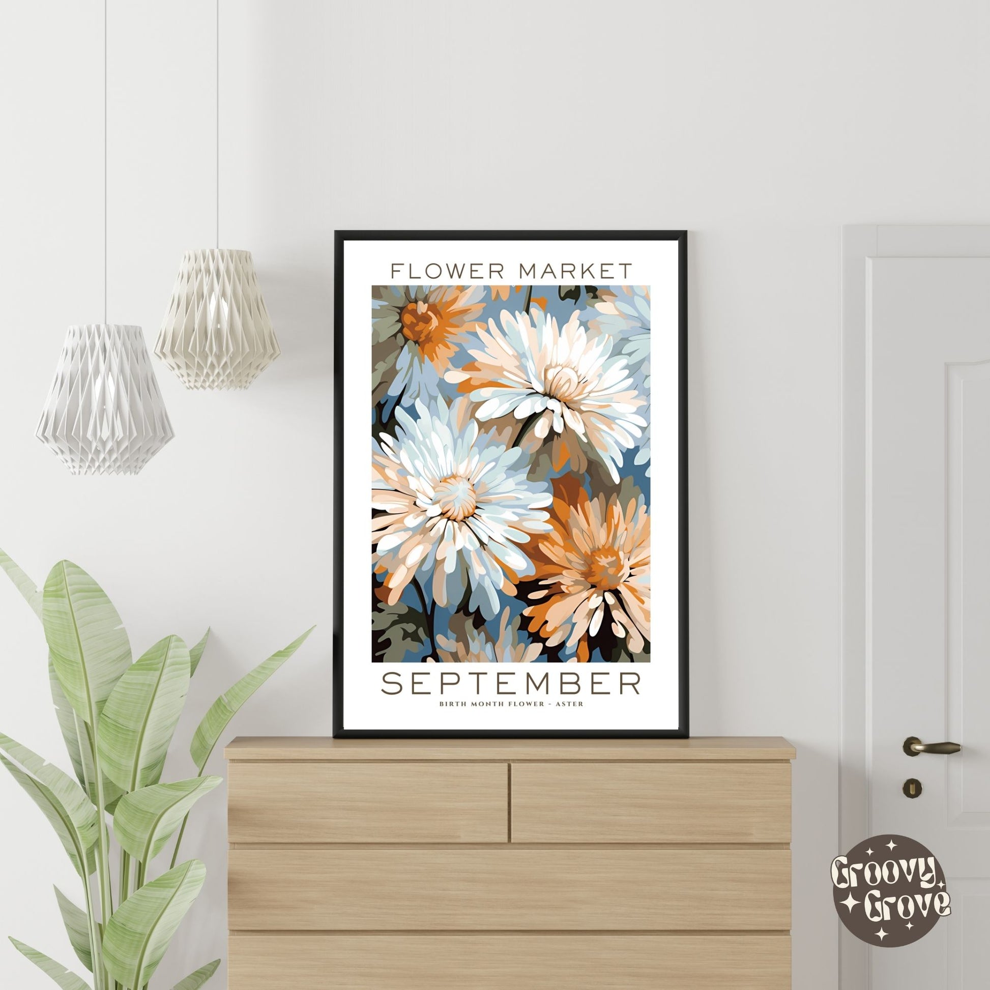 September Birthday Flower Market Poster - GroovyGrove