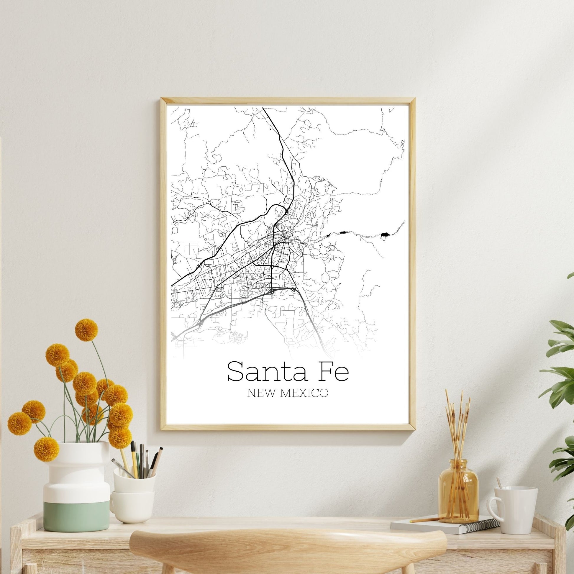 Santa Fe New Mexico City Map Poster - GroovyGrove