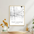 East Lansing Michigan City Map Poster - GroovyGrove