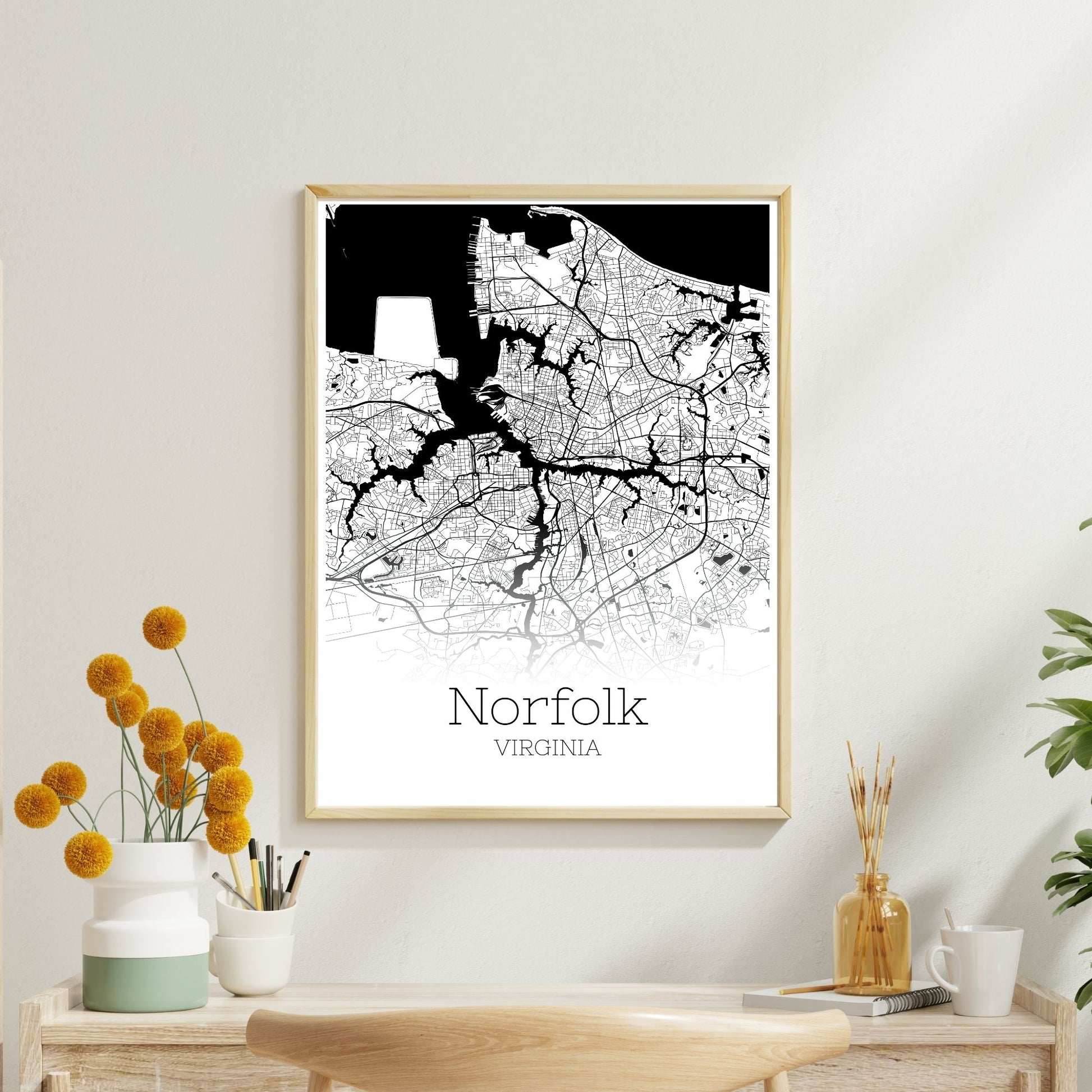 Norfolk Virginia City Map Poster - GroovyGrove