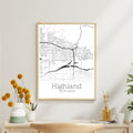 Highland California City Map Poster - GroovyGrove