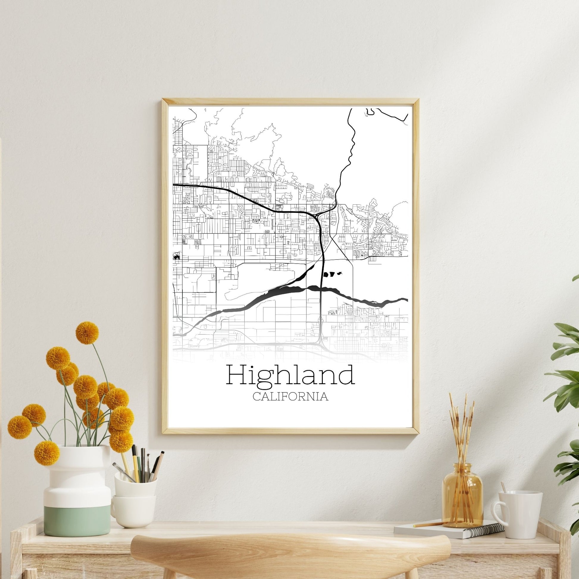 Highland California City Map Poster - GroovyGrove