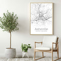 Asheville North Carolina City Map Poster - GroovyGrove