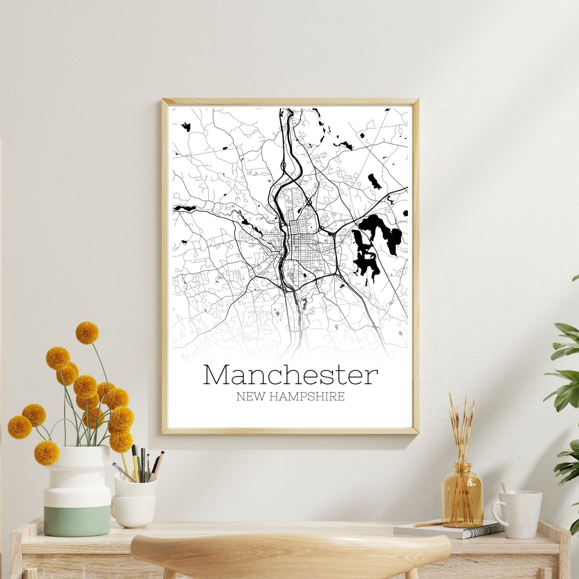 Manchester New Hampshire City Map Poster - GroovyGrove