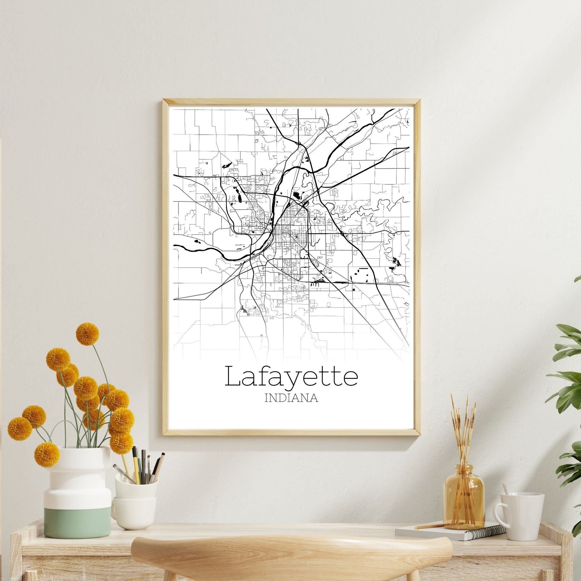 Lafayette Indiana City Map Poster - GroovyGrove