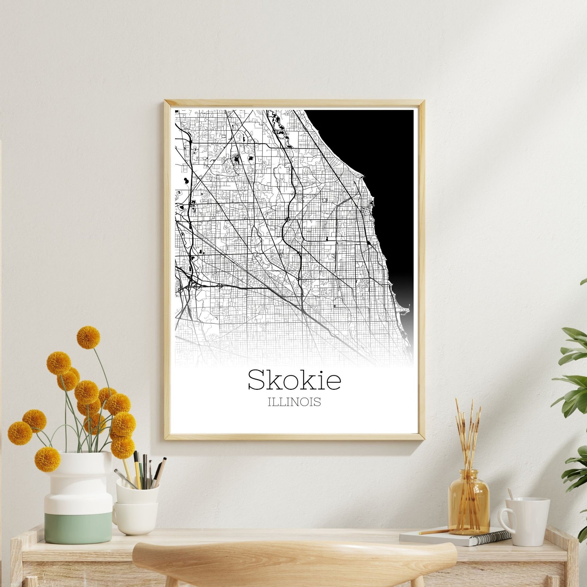 Skokie Illinois City Map Poster - GroovyGrove