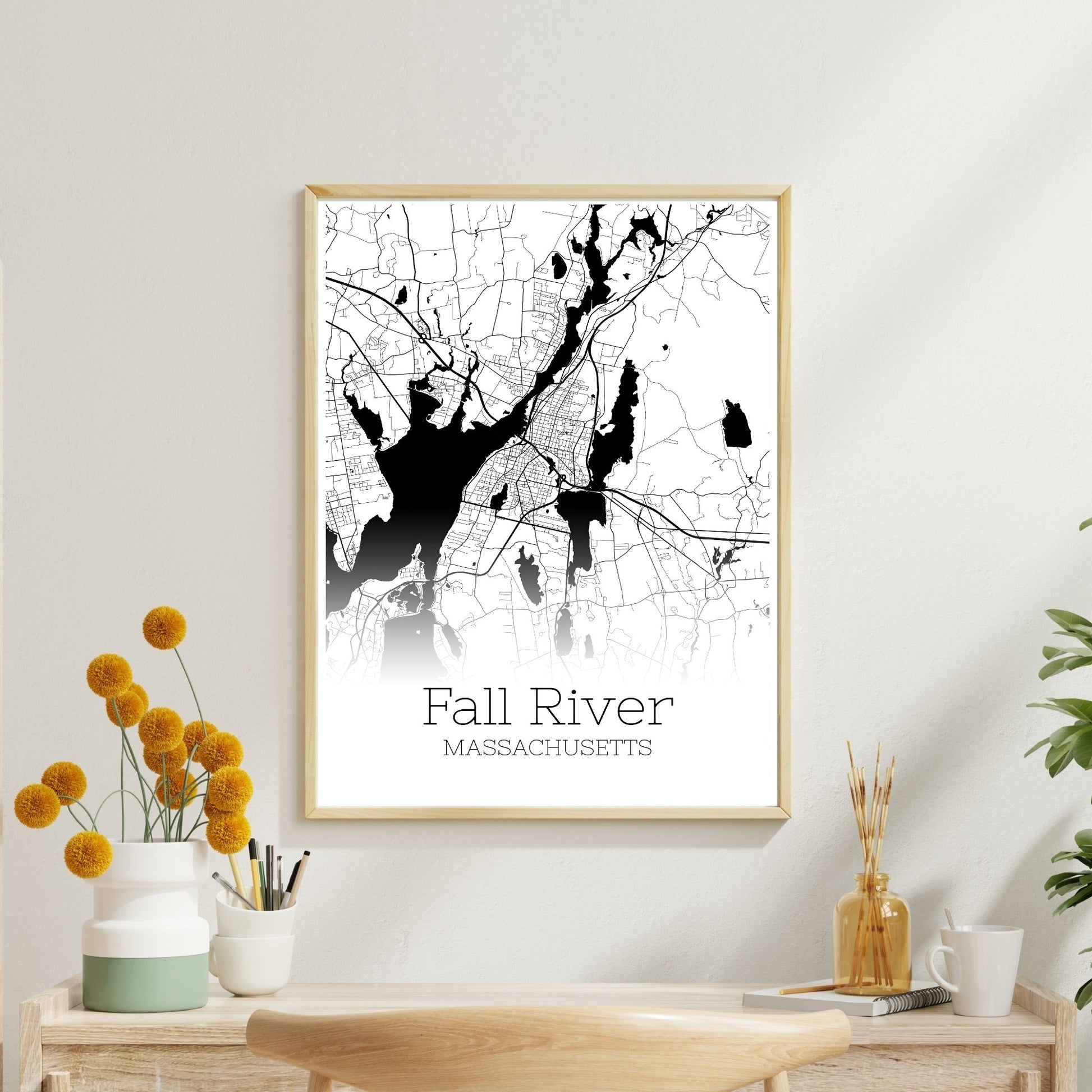 Fall River Massachusetts City Map Poster - GroovyGrove