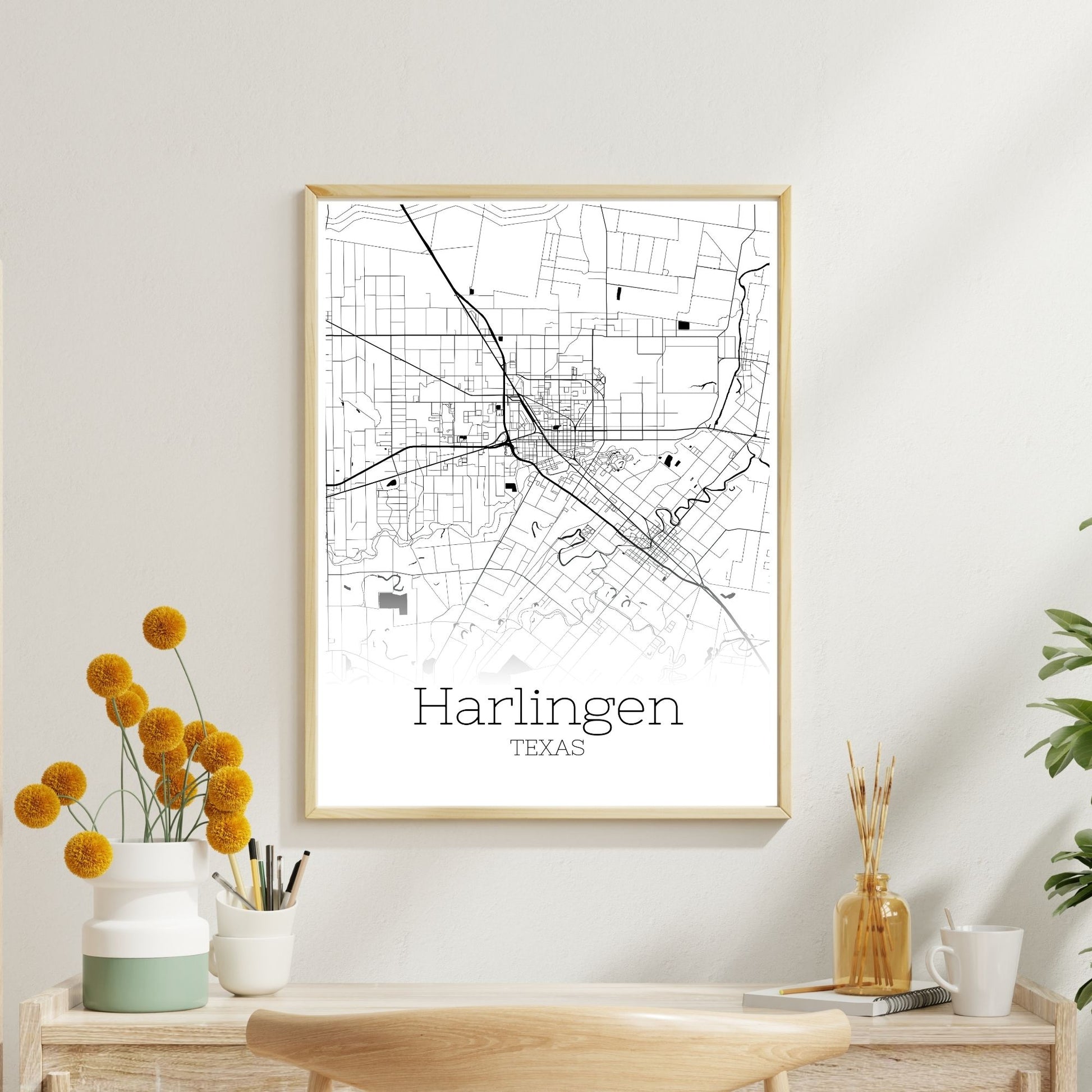 Harlingen Texas City Map Poster - GroovyGrove