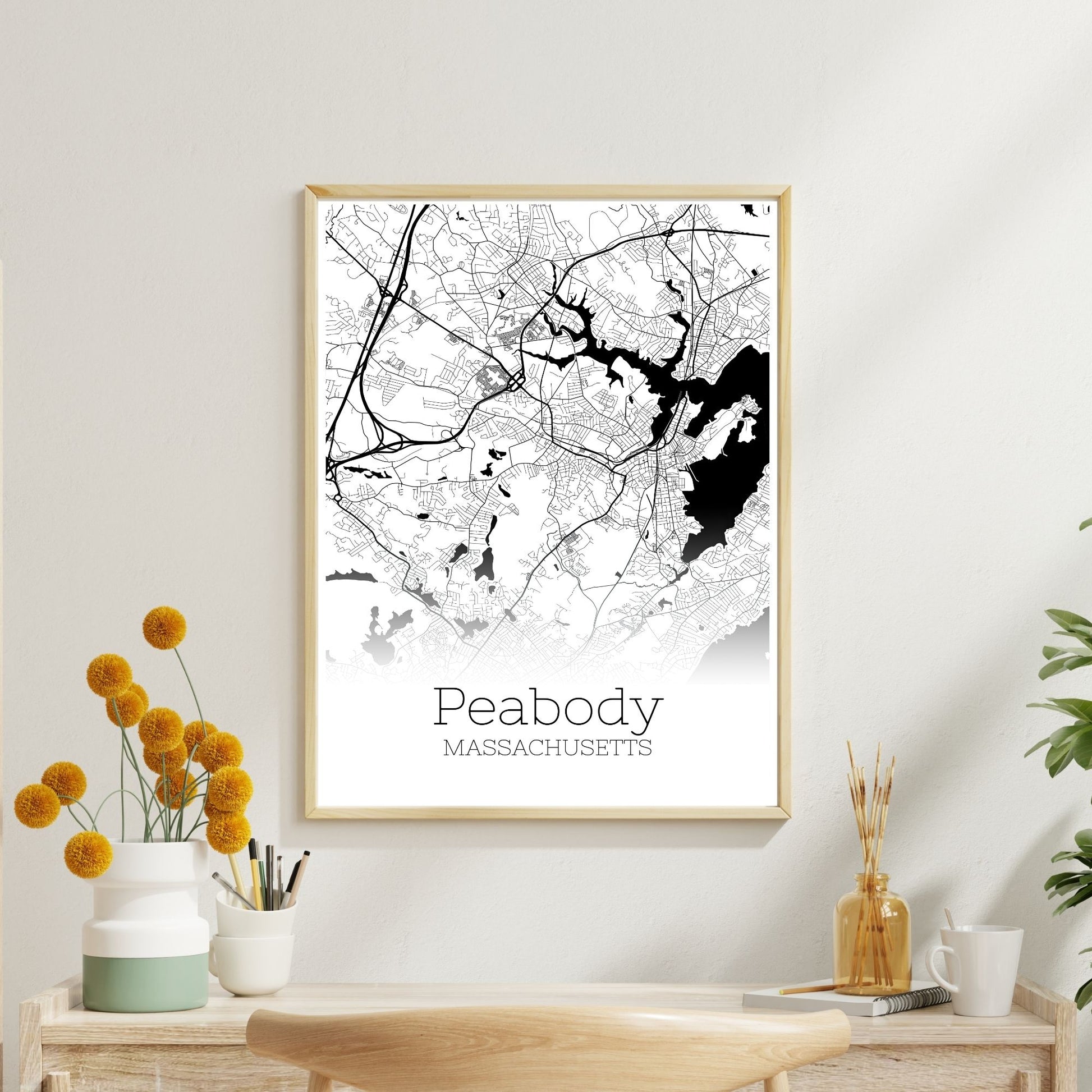 Peabody Massachusetts City Map Poster - GroovyGrove