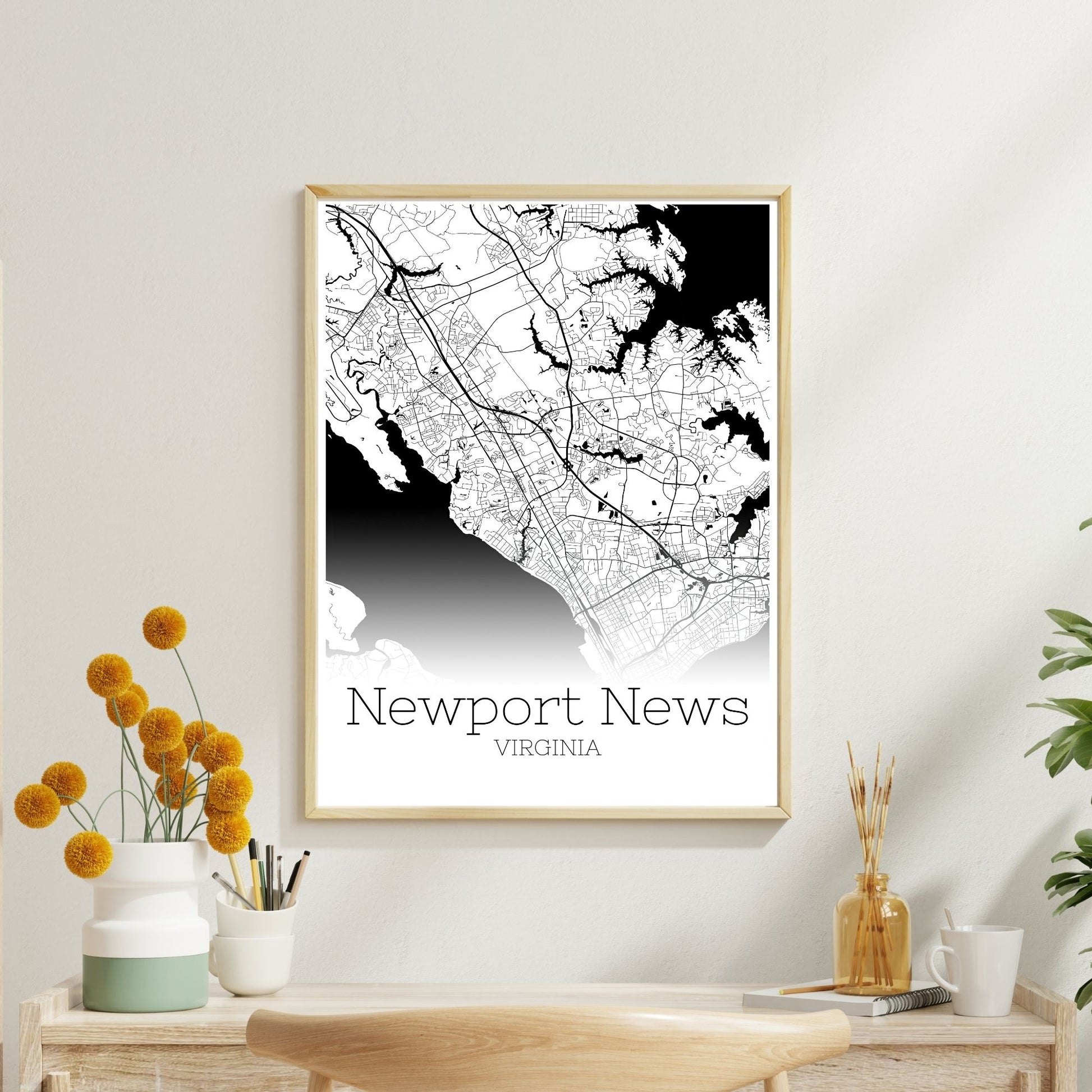 Newport News Virginia City Map Poster - GroovyGrove