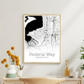 Federal Way Washington City Map Poster - GroovyGrove