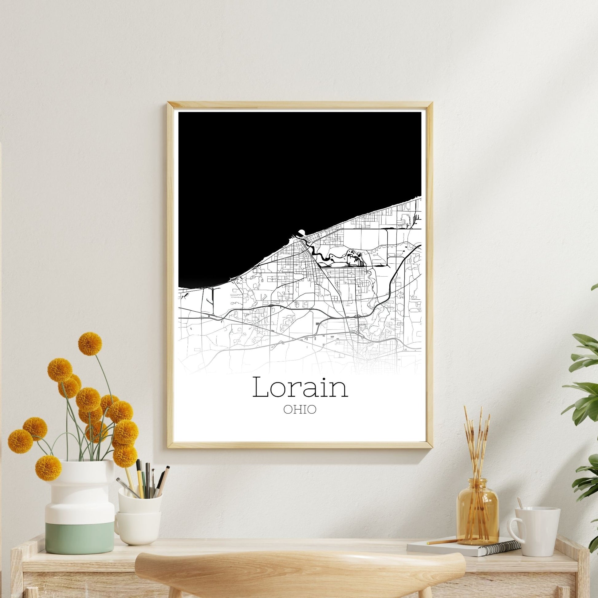 Lorain Ohio City Map Poster - GroovyGrove