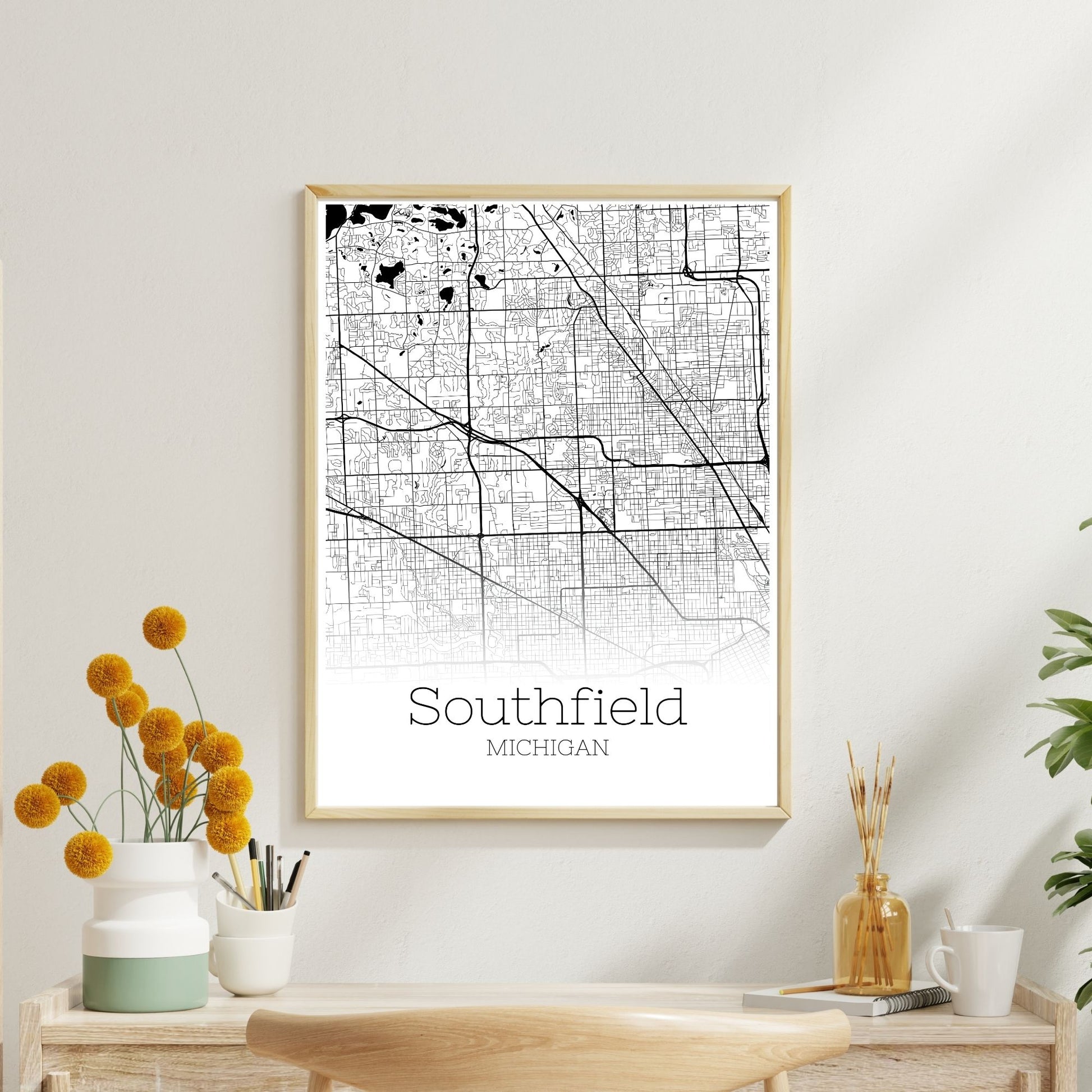 Southfield Michigan City Map Poster - GroovyGrove