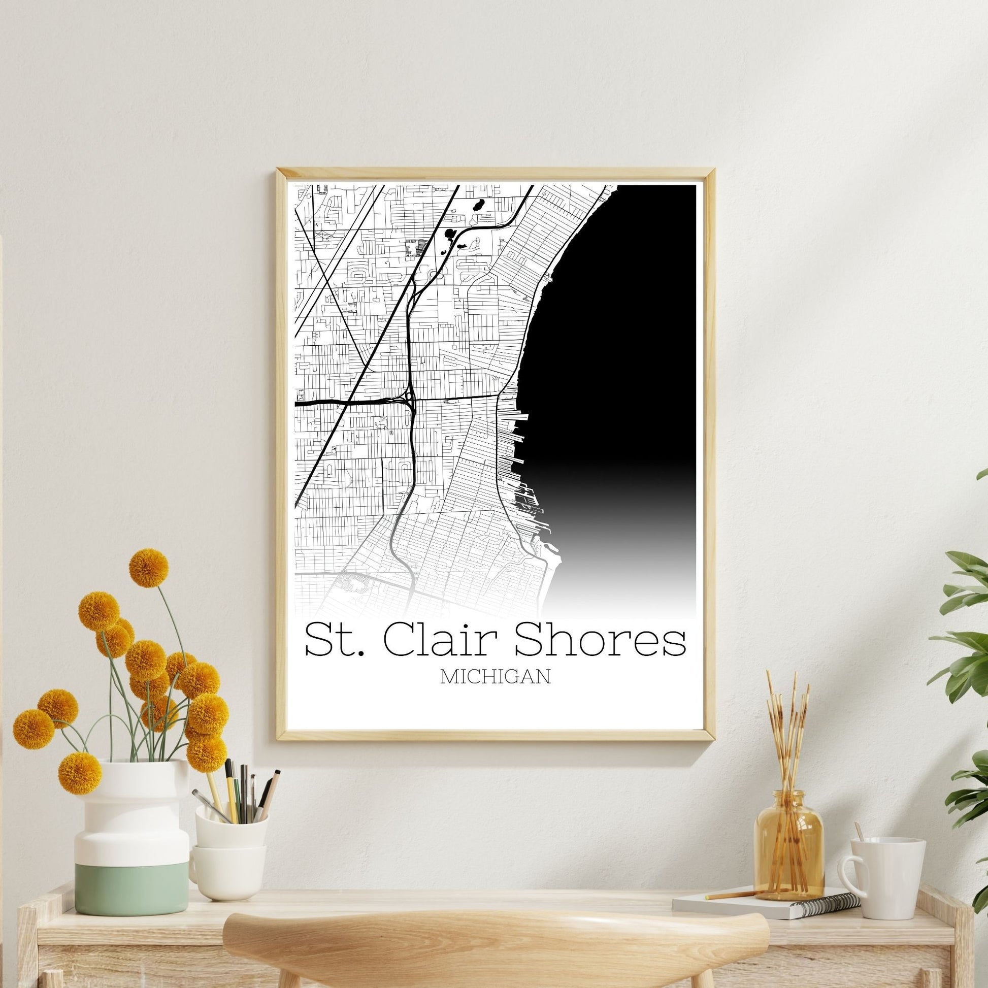 St. Clair Shores Michigan City Map Poster - GroovyGrove