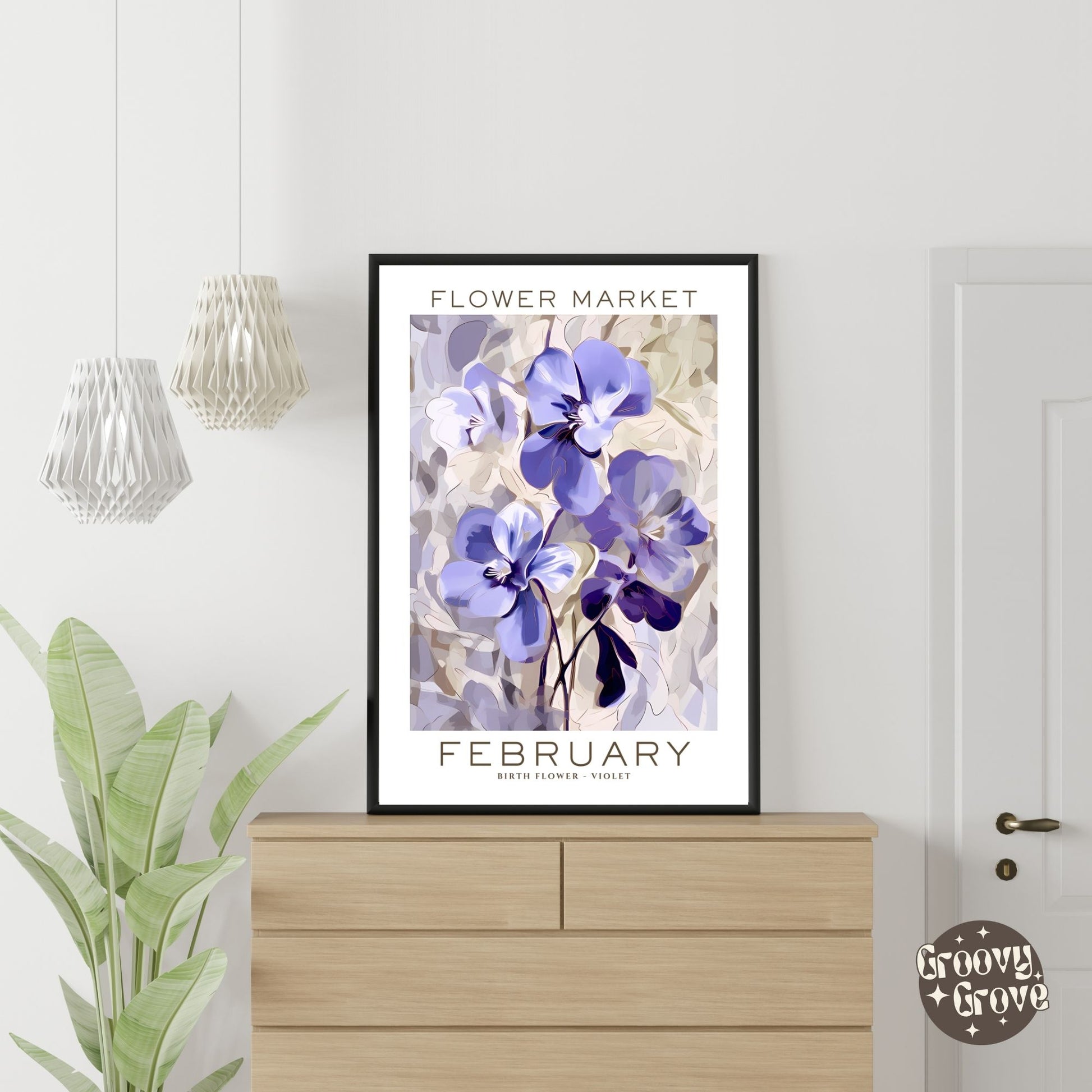 February Birthday Flower Market Poster - GroovyGrove