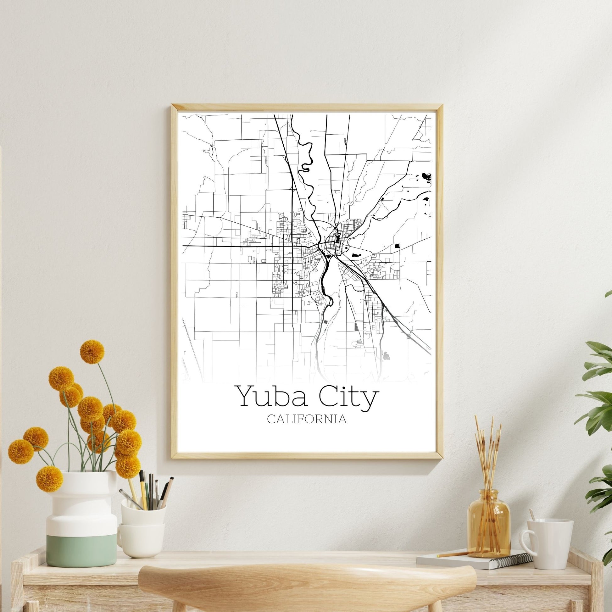 Yuba City California Map Poster - GroovyGrove