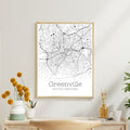 Greenville South Carolina City Map Poster - GroovyGrove