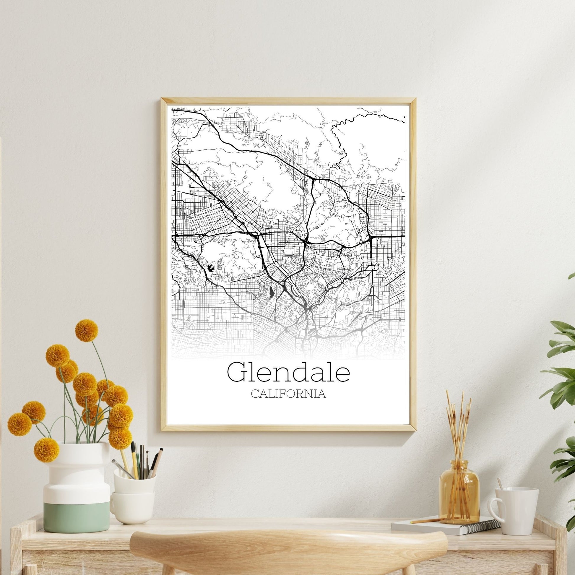 Glendale California City Map Poster - GroovyGrove