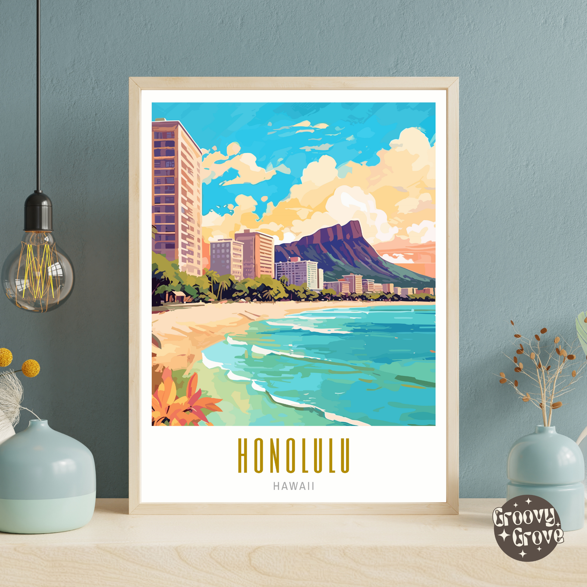 Honolulu Hawaii Poster - GroovyGrove