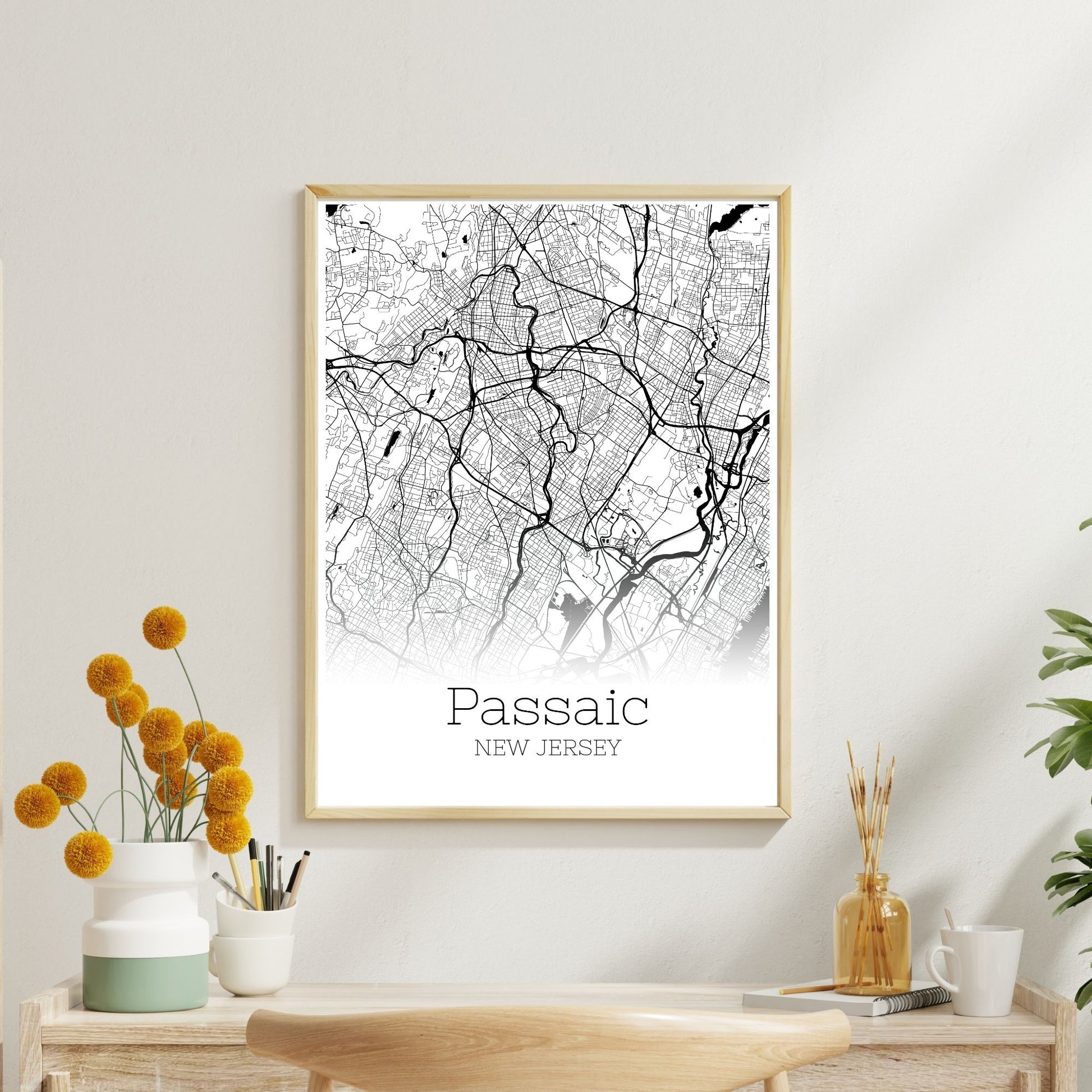 Passaic New Jersey City Map Poster - GroovyGrove