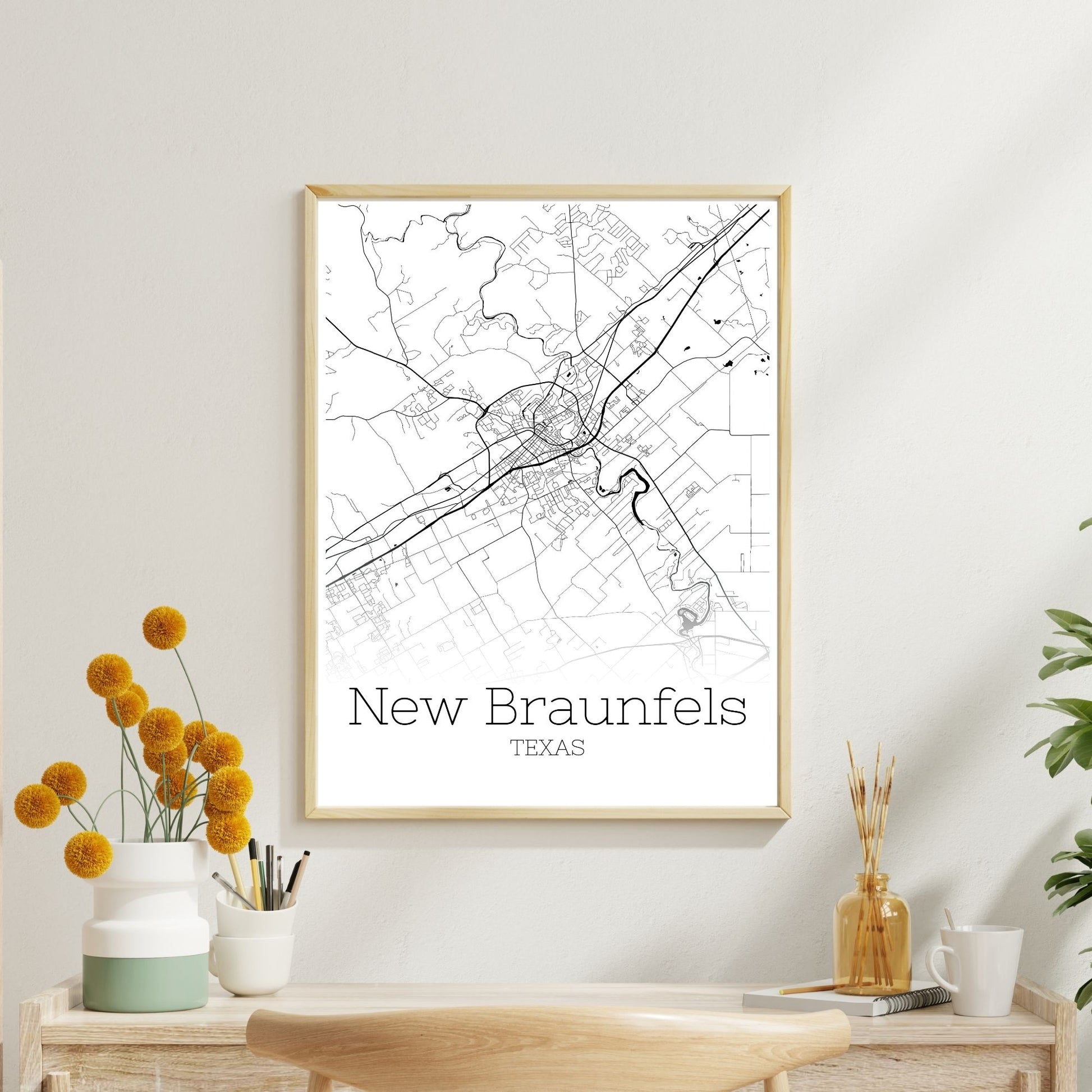 New Braunfels Texas City Map Poster - GroovyGrove