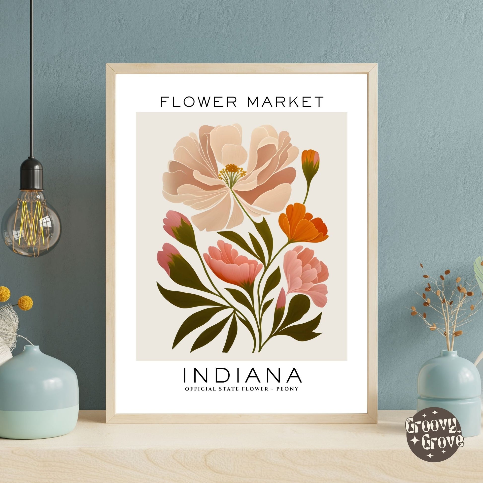 Indiana Flower Market Poster - GroovyGrove