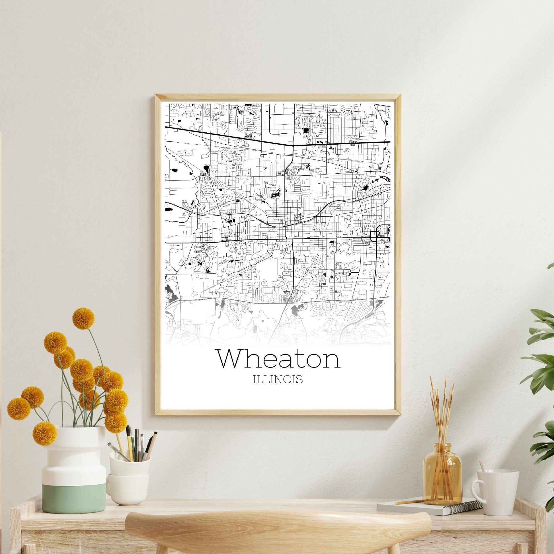 Wheaton Illinois City Map Poster - GroovyGrove