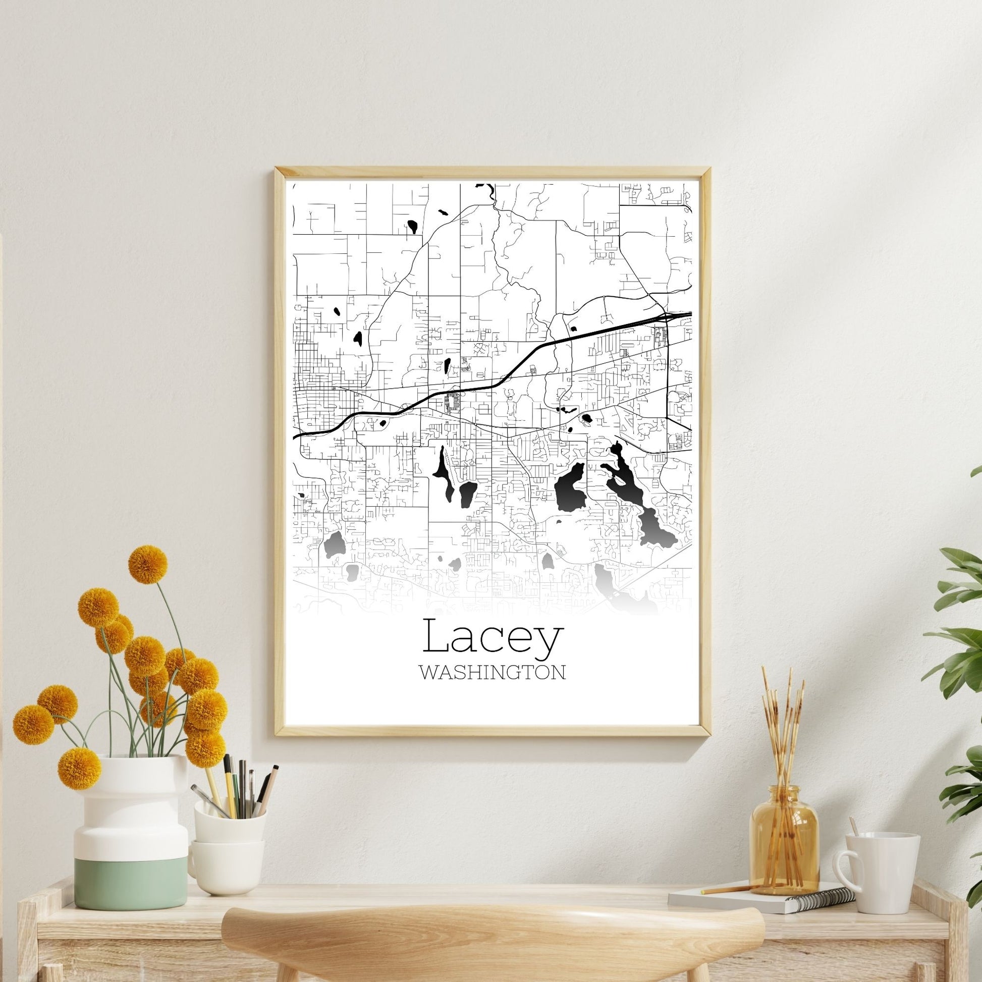 Lacey Washington City Map Poster - GroovyGrove