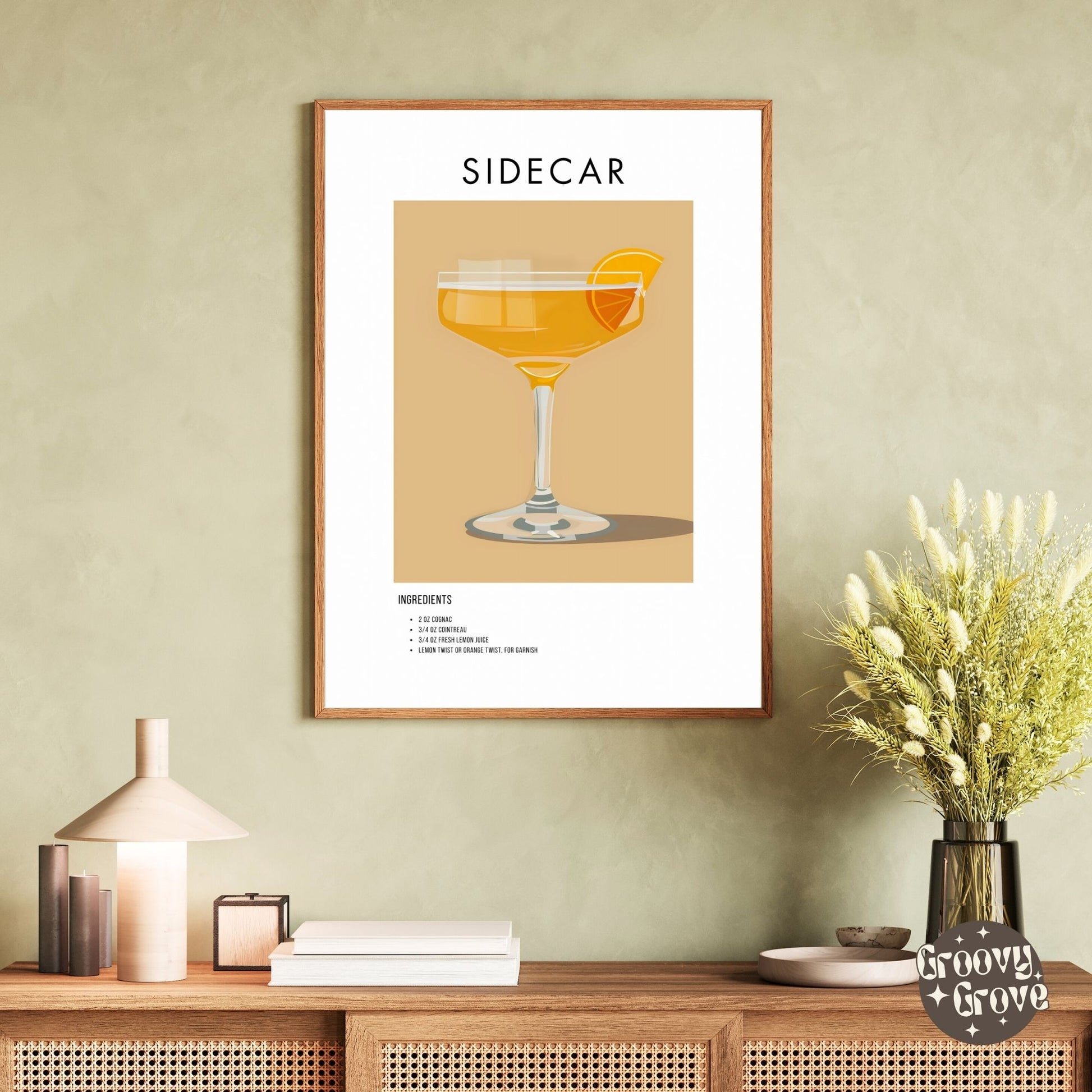 Sidecar Retro Cocktail Poster - GroovyGrove