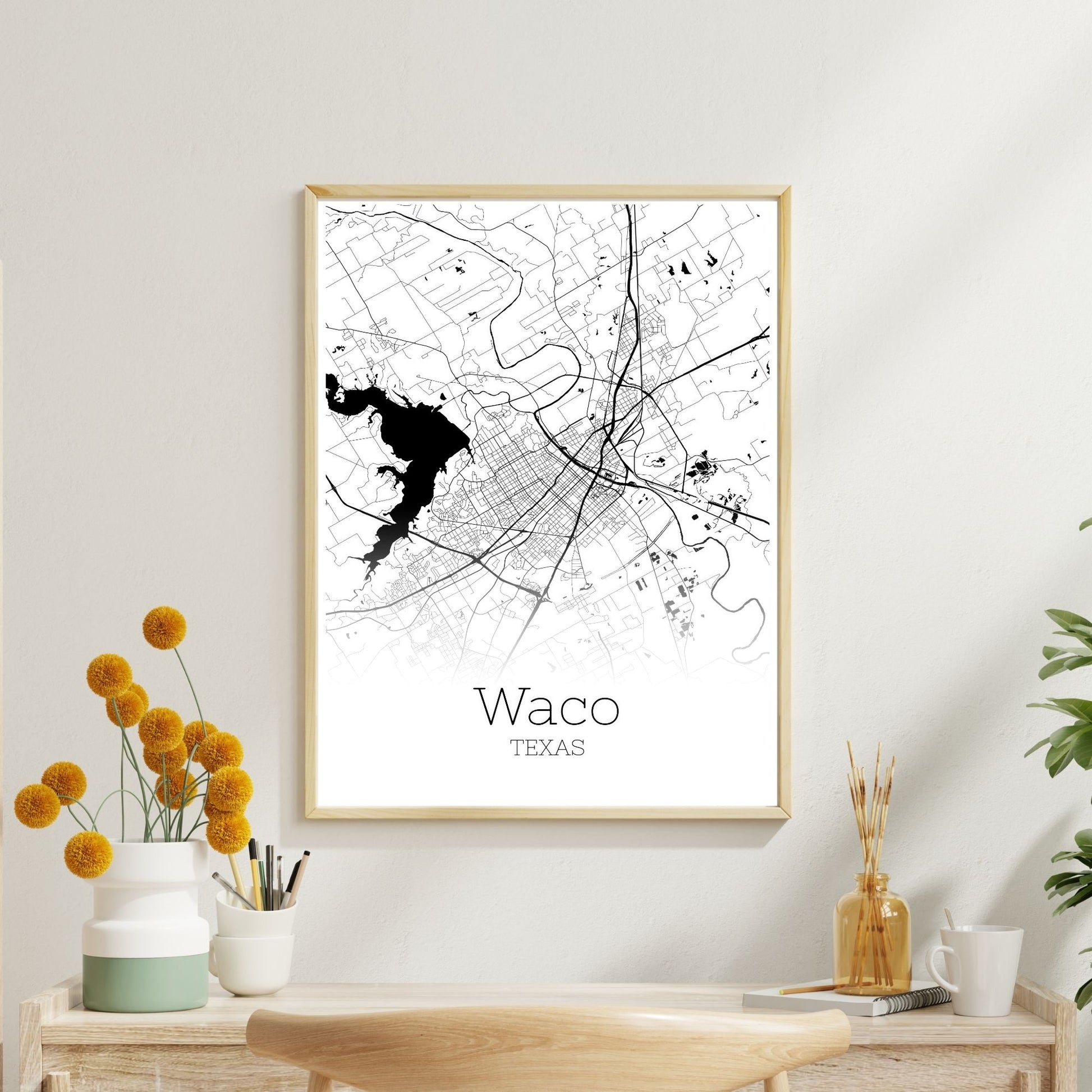 Waco Texas City Map Poster - GroovyGrove