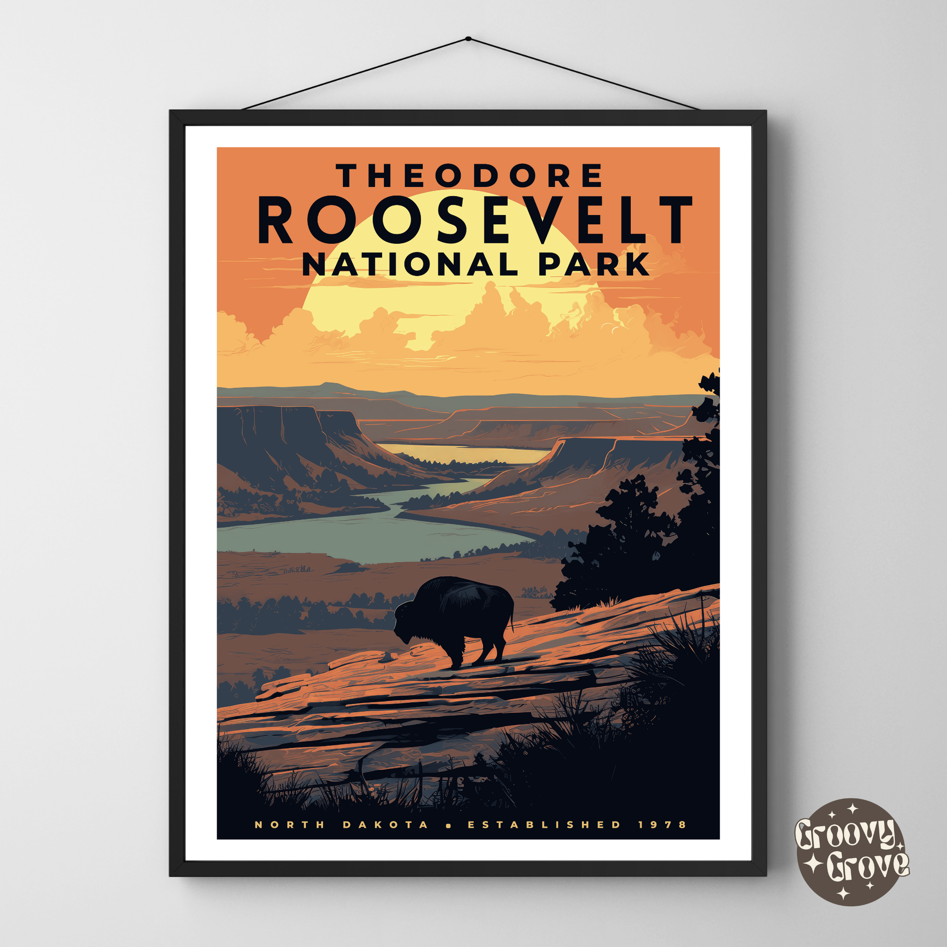 Theodore Roosevelt National Park Vintage Poster - GroovyGrove